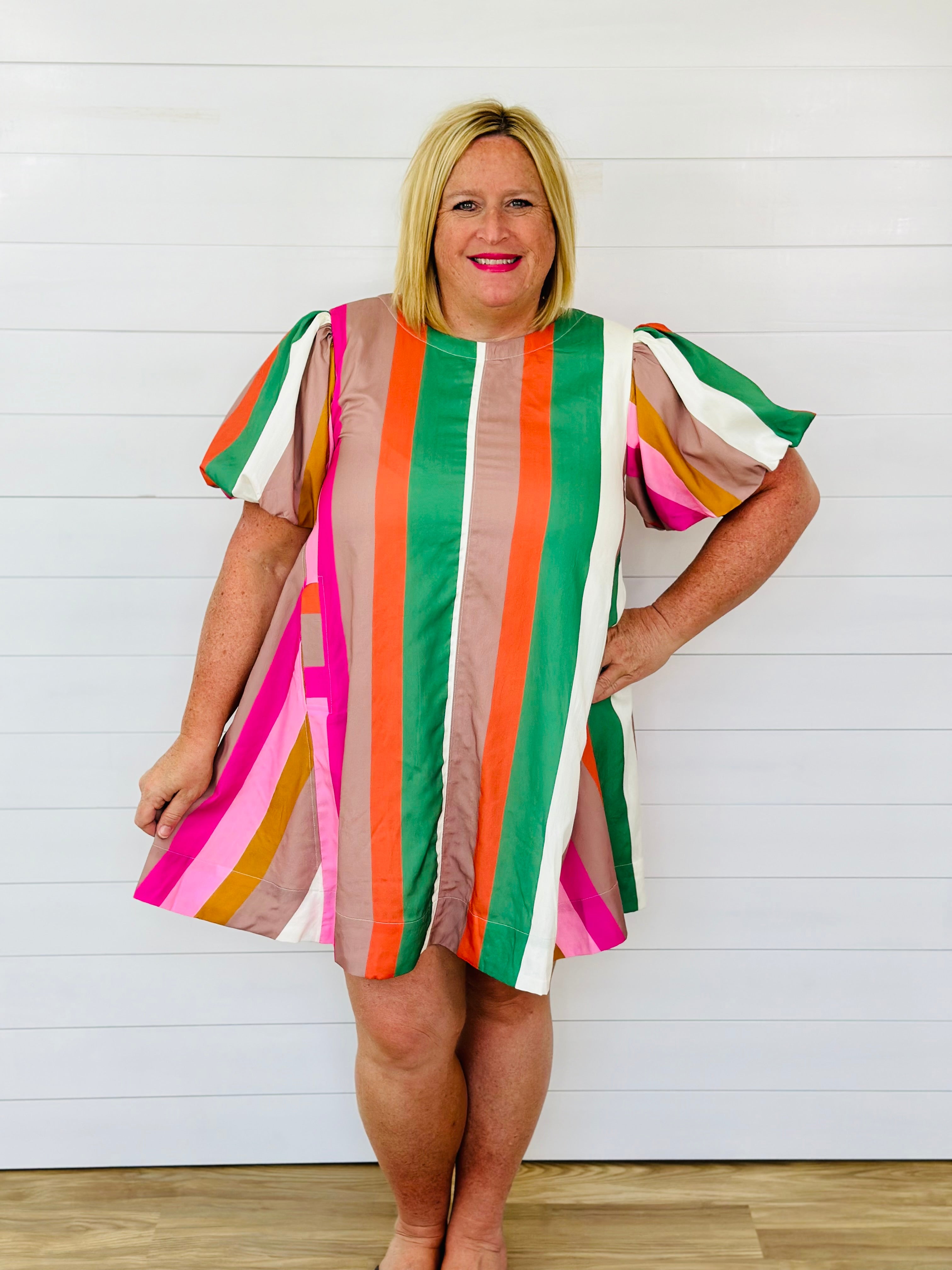 MOD STRIPE DRESS-PLUS