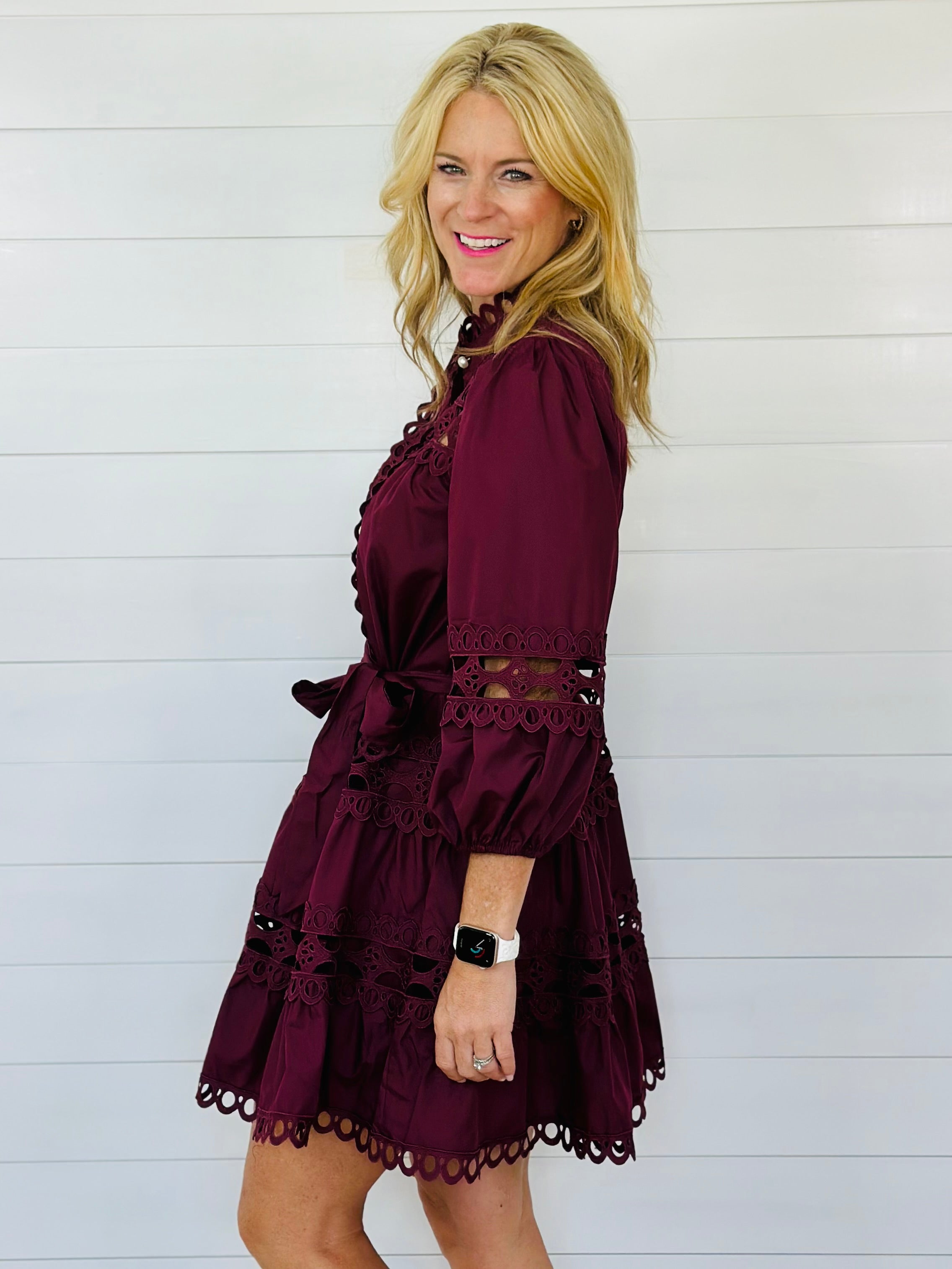 GWEN DRESS-MERLOT