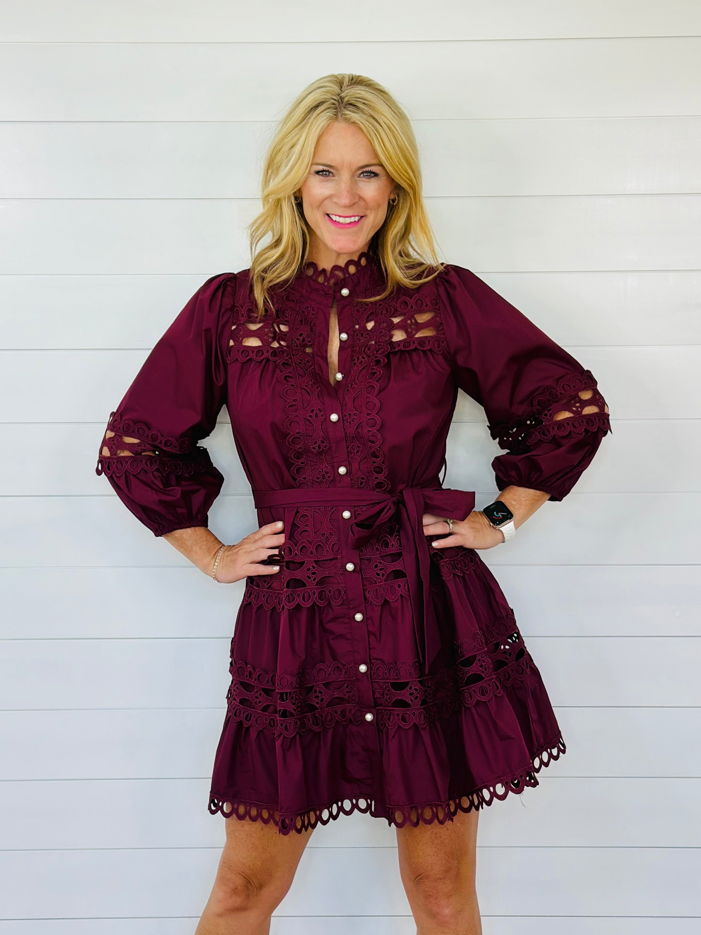 GWEN DRESS-MERLOT