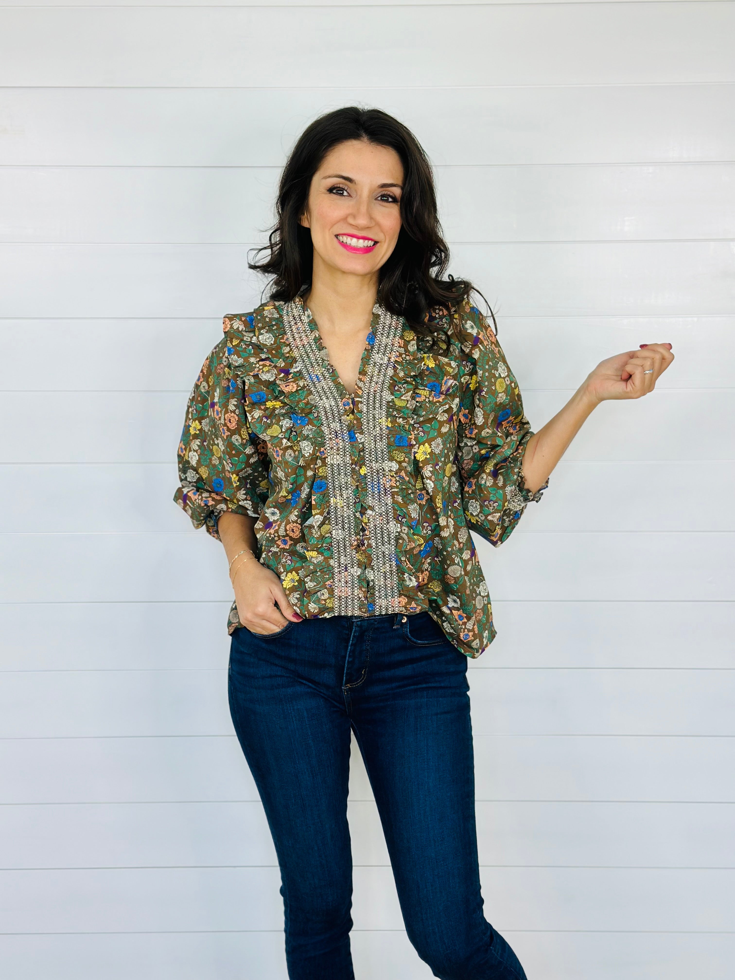 WHIMSICAL GARDEN TOP-BROWN