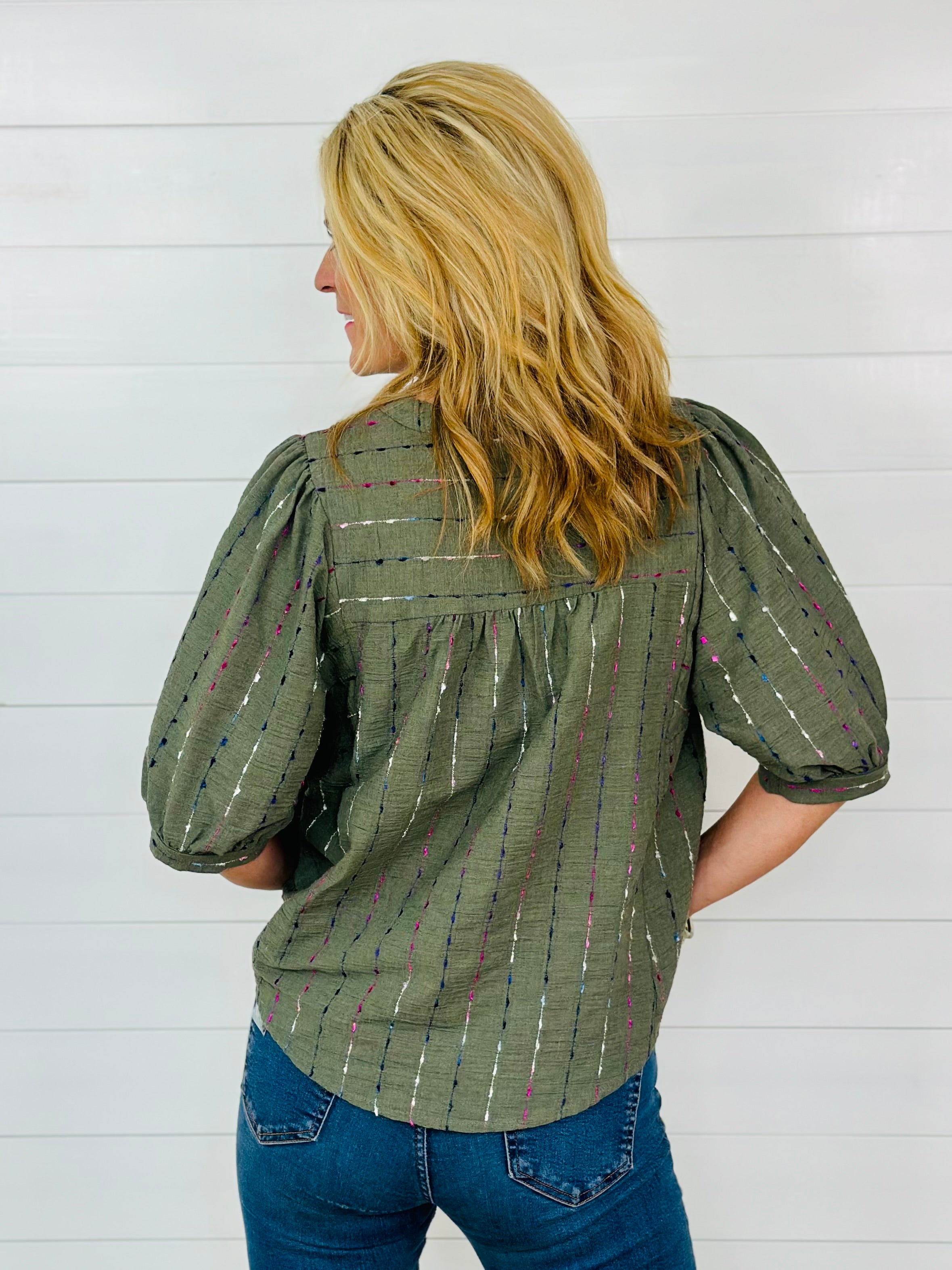 FALL CONFETTI TOP-OLIVE