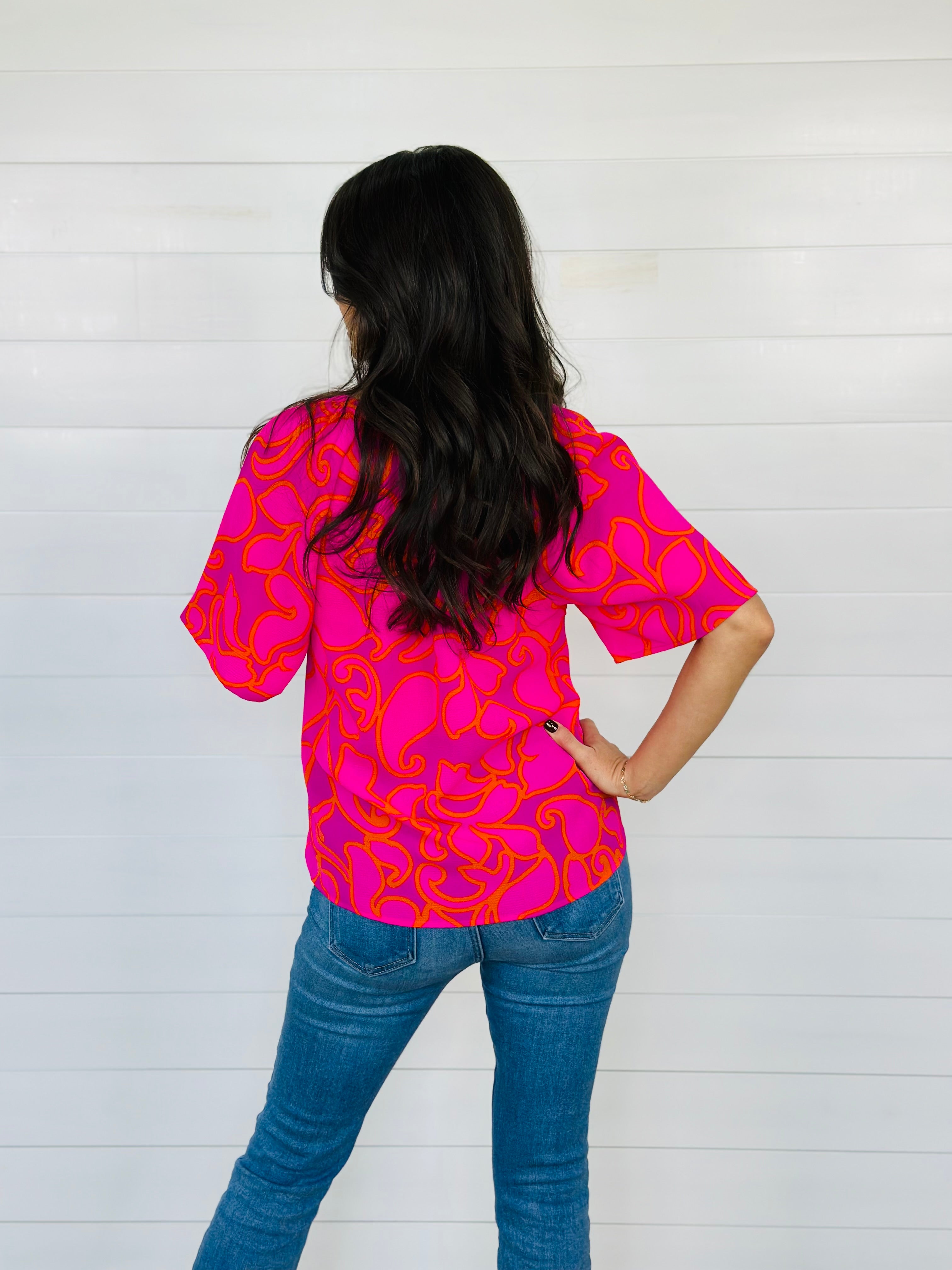 LUXE LADY TOP-MAGENTA