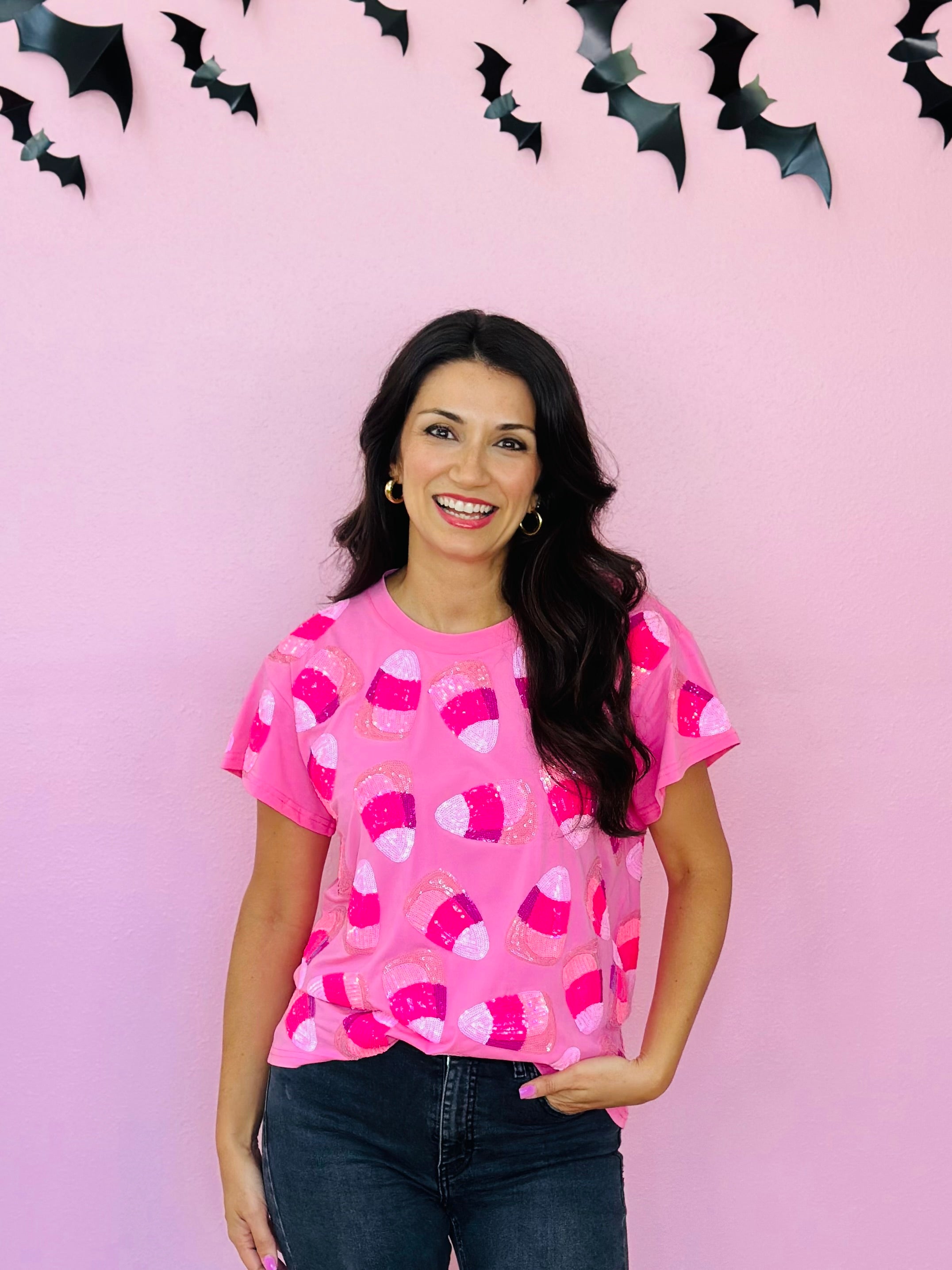 PINK CANDY CORN TEE