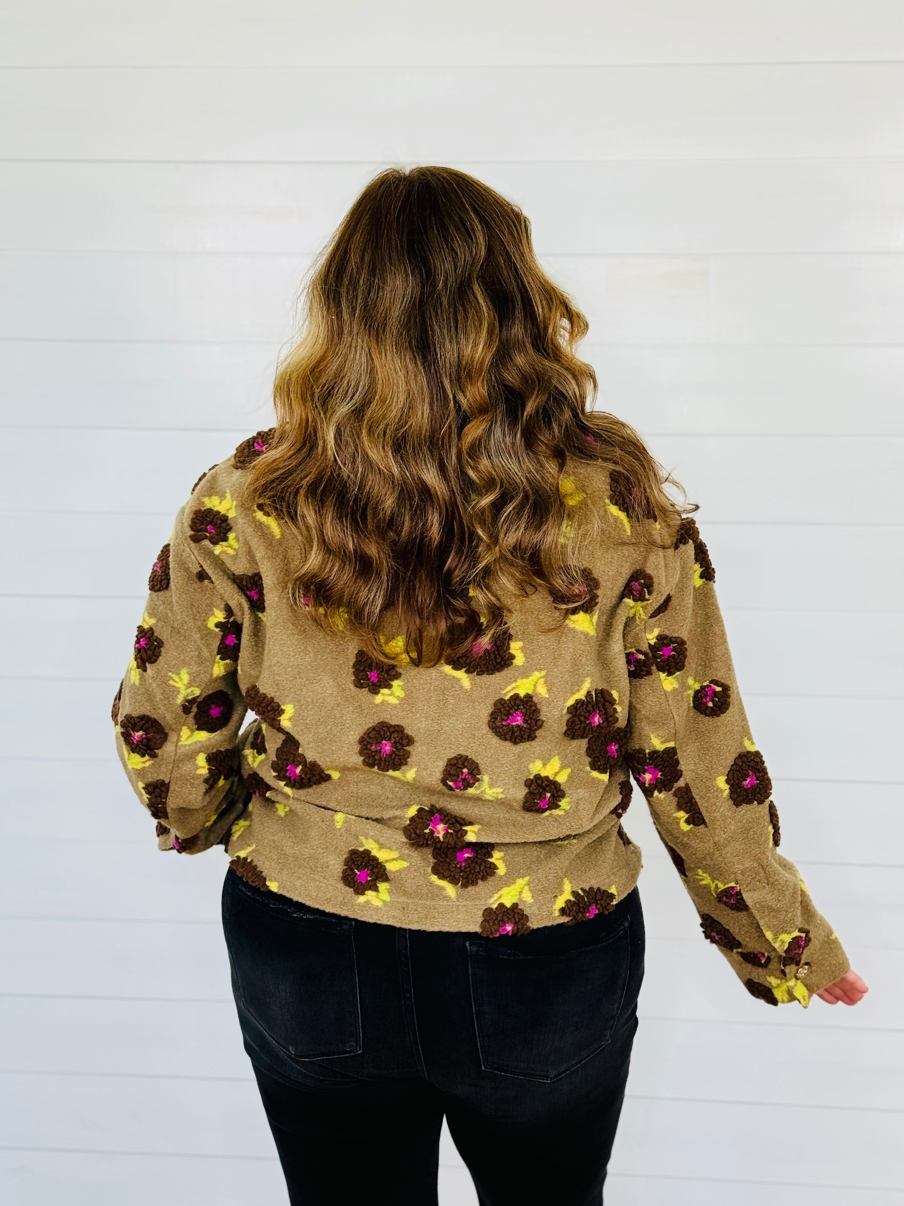 PUFF FLORAL BARN JACKET-MOCHA