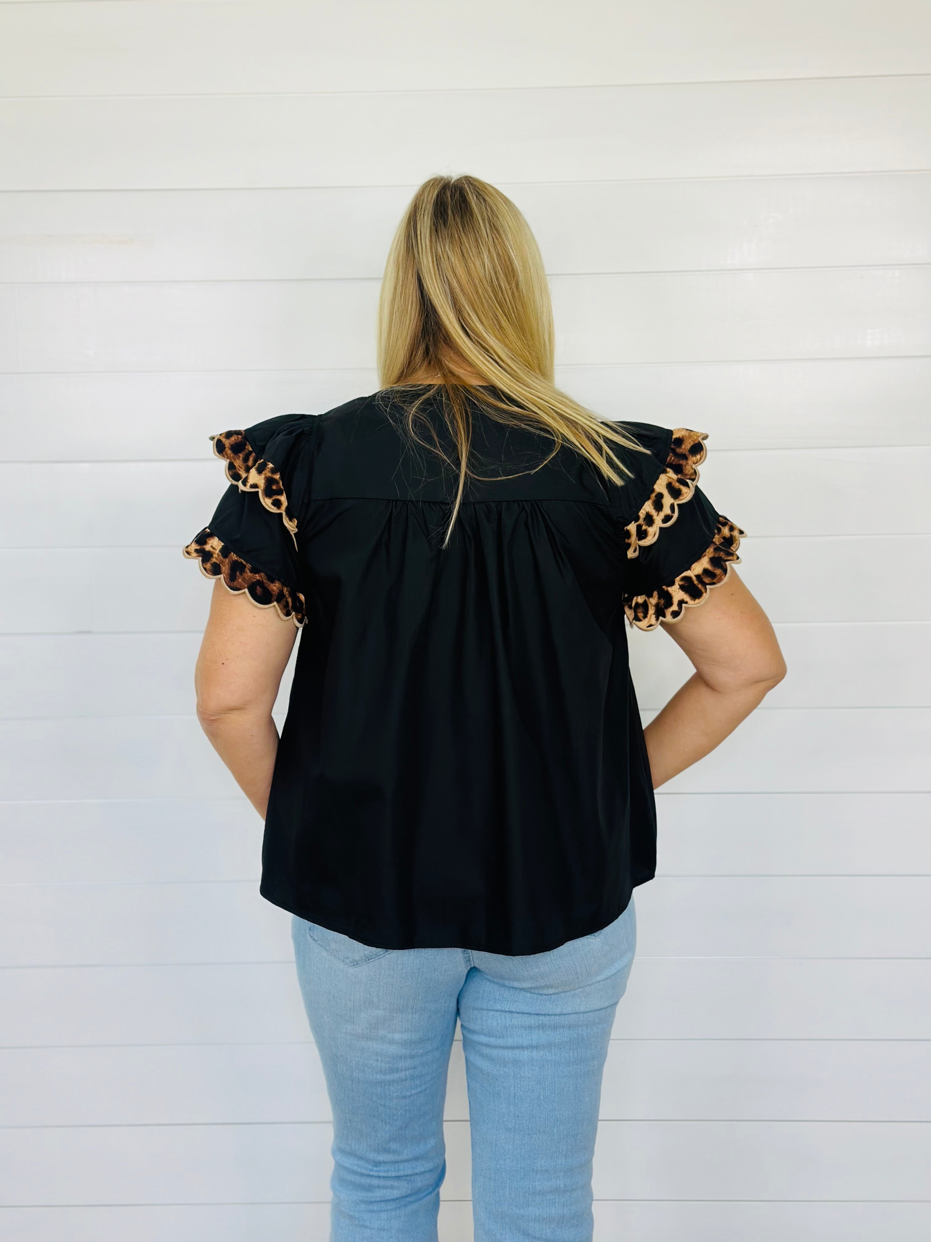 LAVISH LEOPARD TOP-BLACK