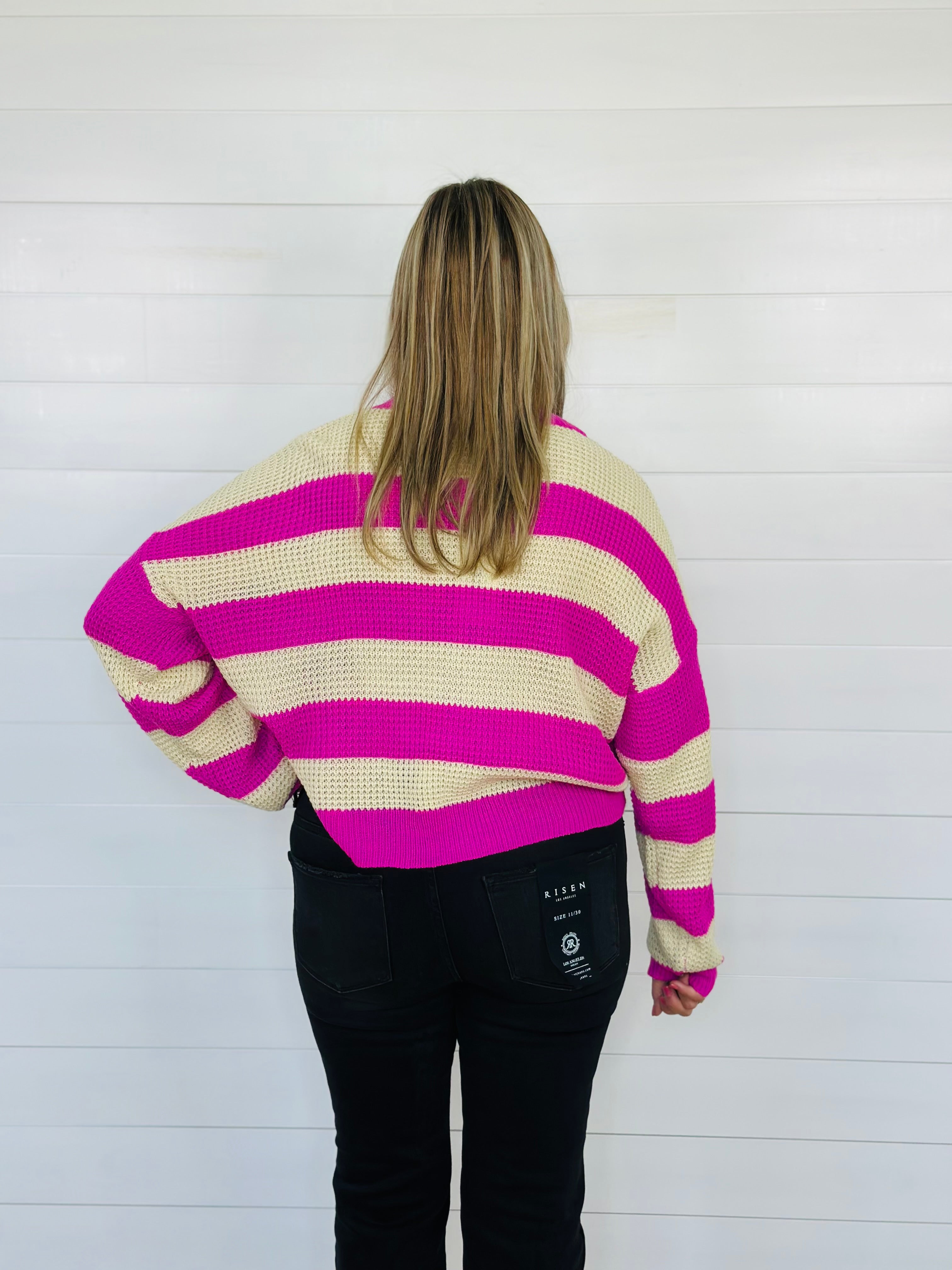 DECKER STRIPE SWEATER-PINK