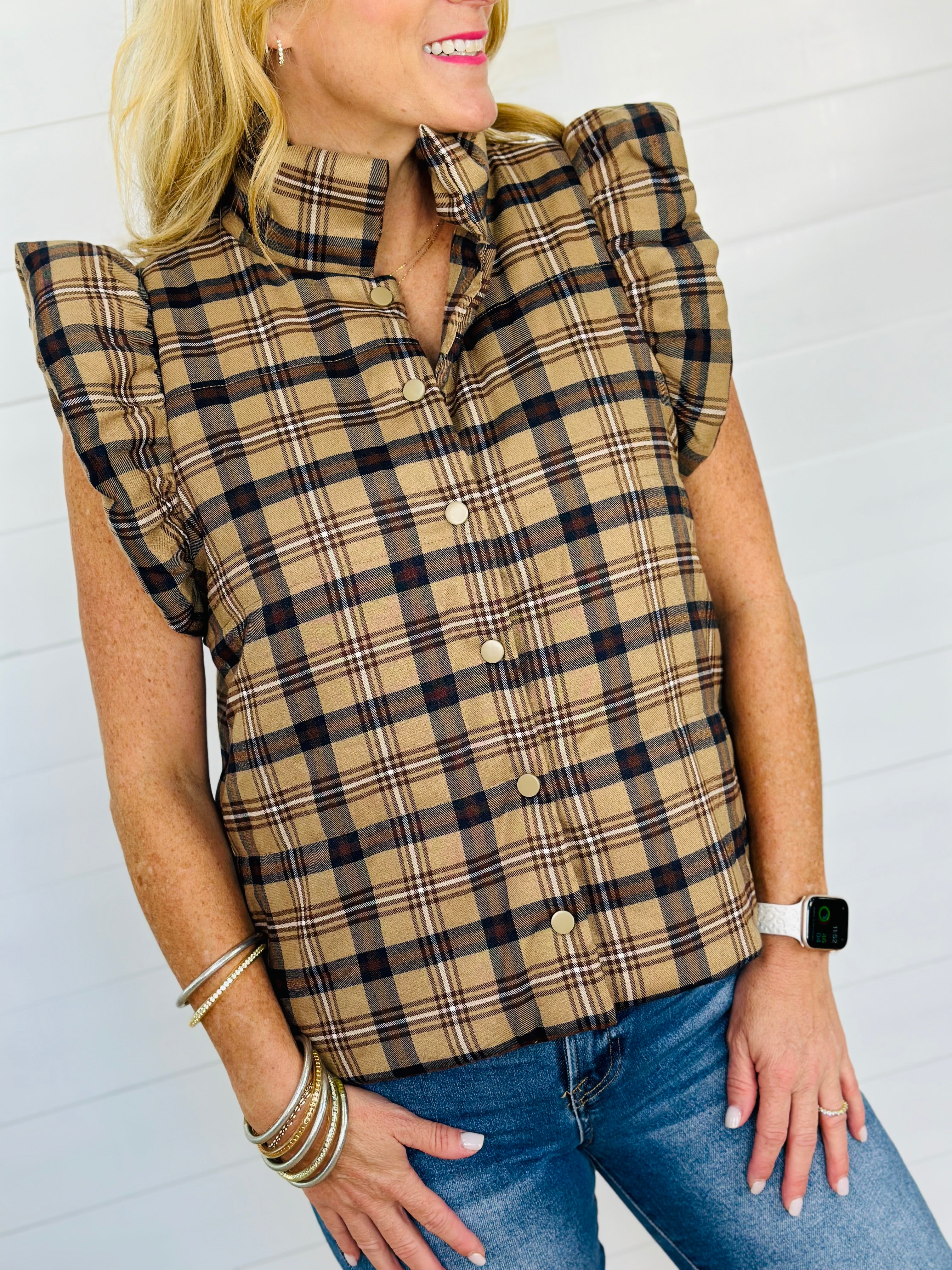 CARSON PLAID PUFFER VEST