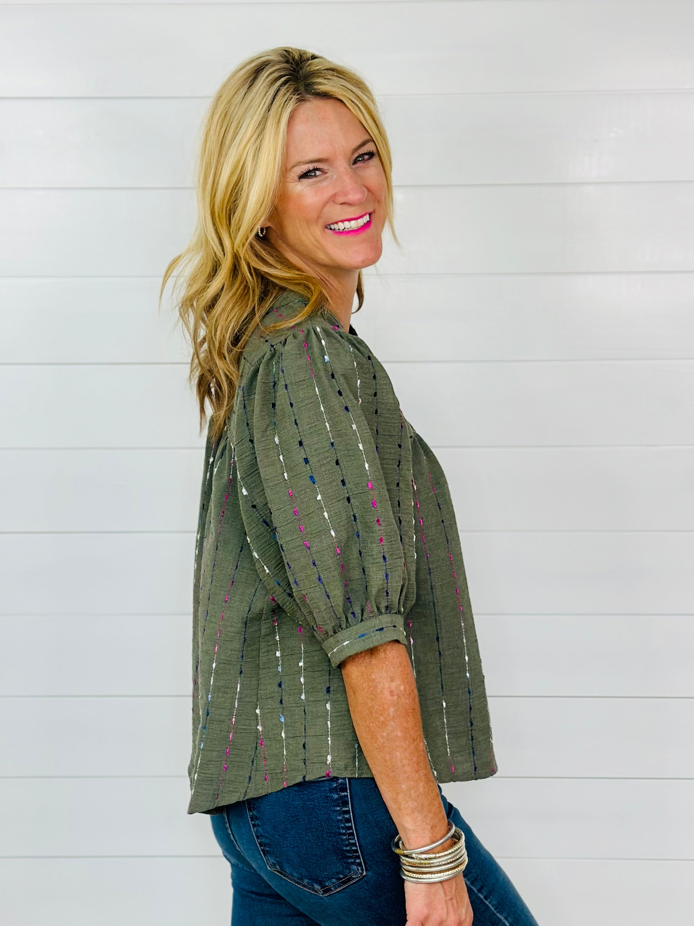 FALL CONFETTI TOP-OLIVE