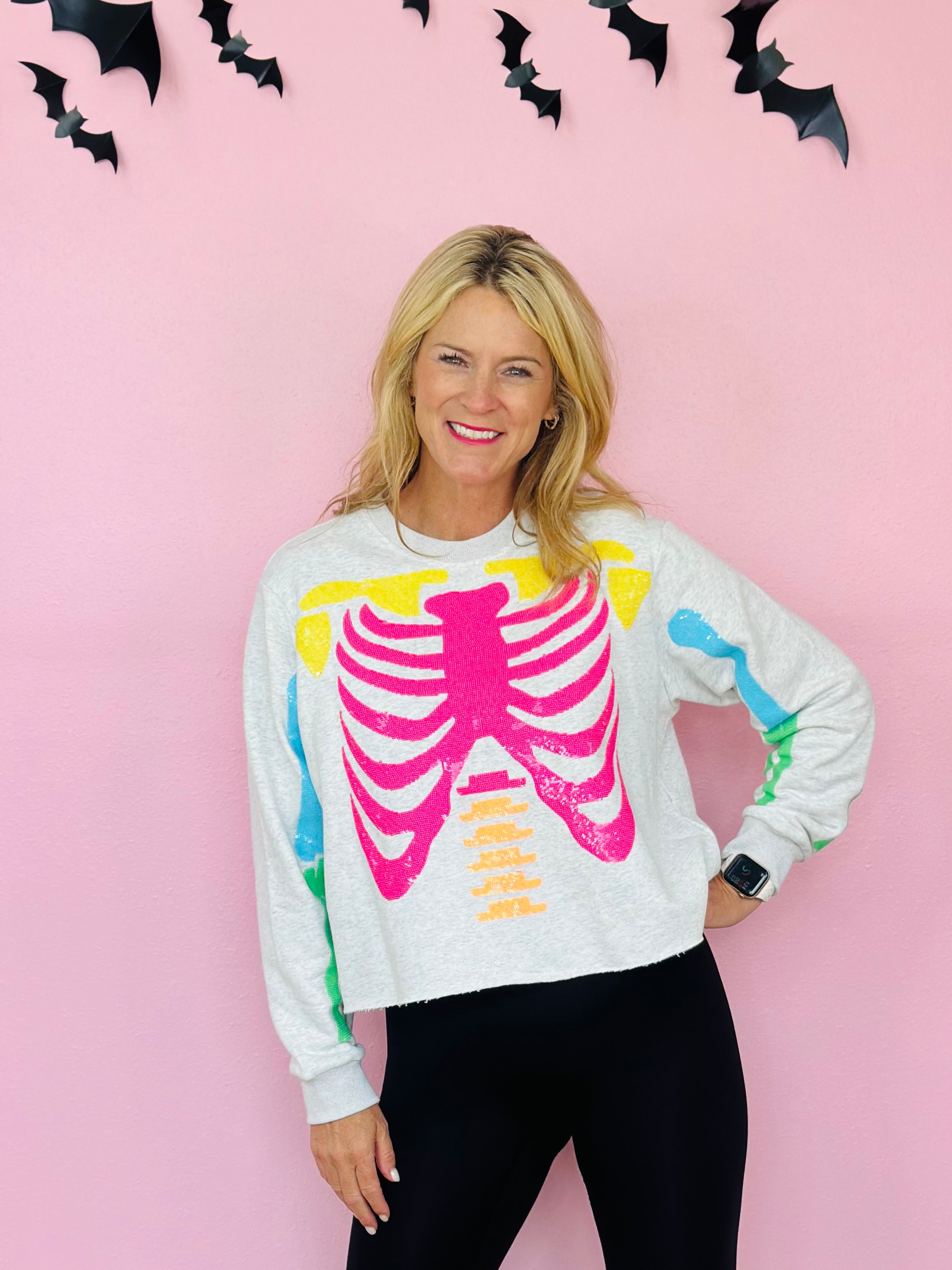 GREY&NEON MULTI SKELETON SWEATSHIRT