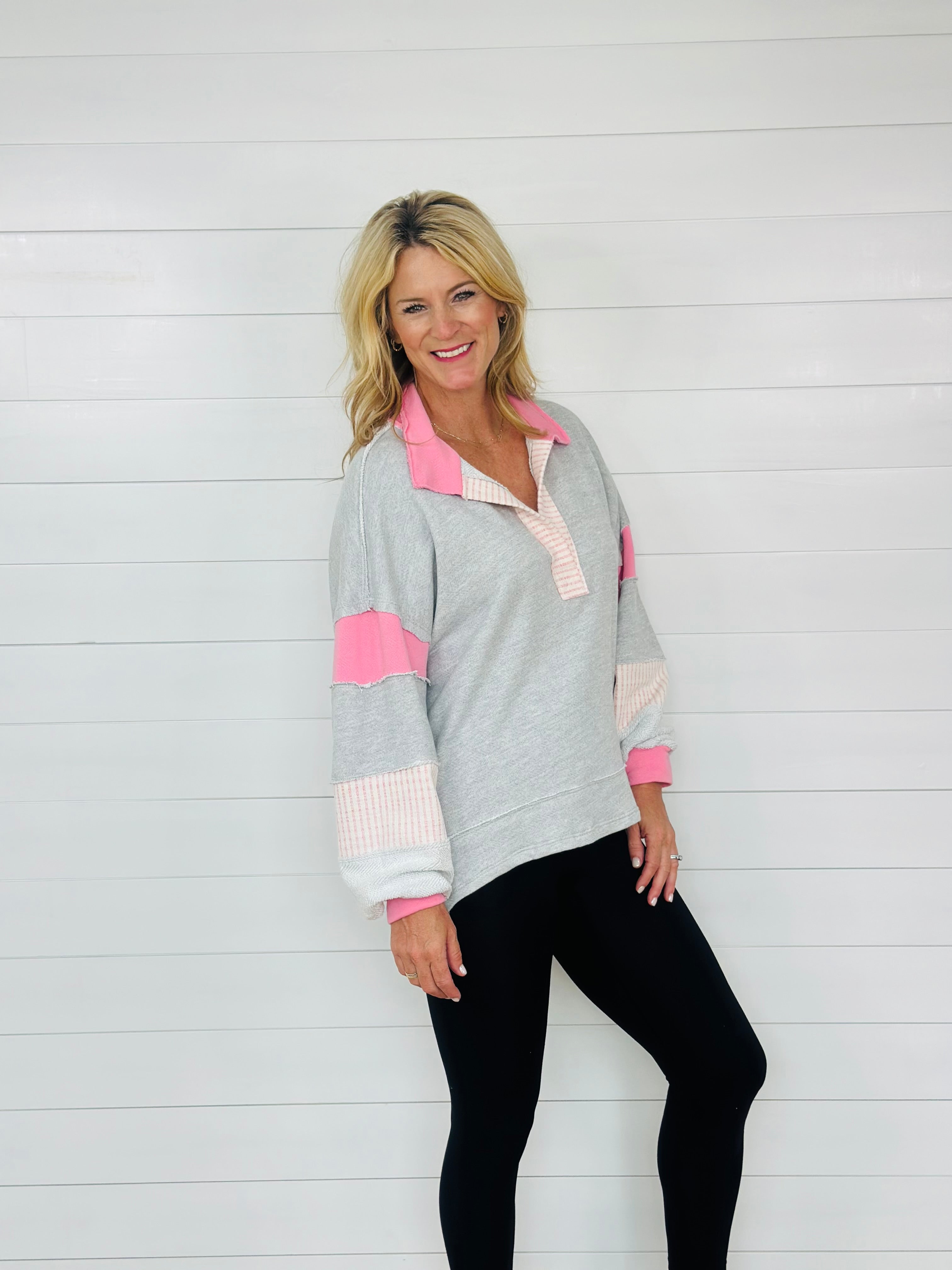 JENNA TOP-GREY/PINK