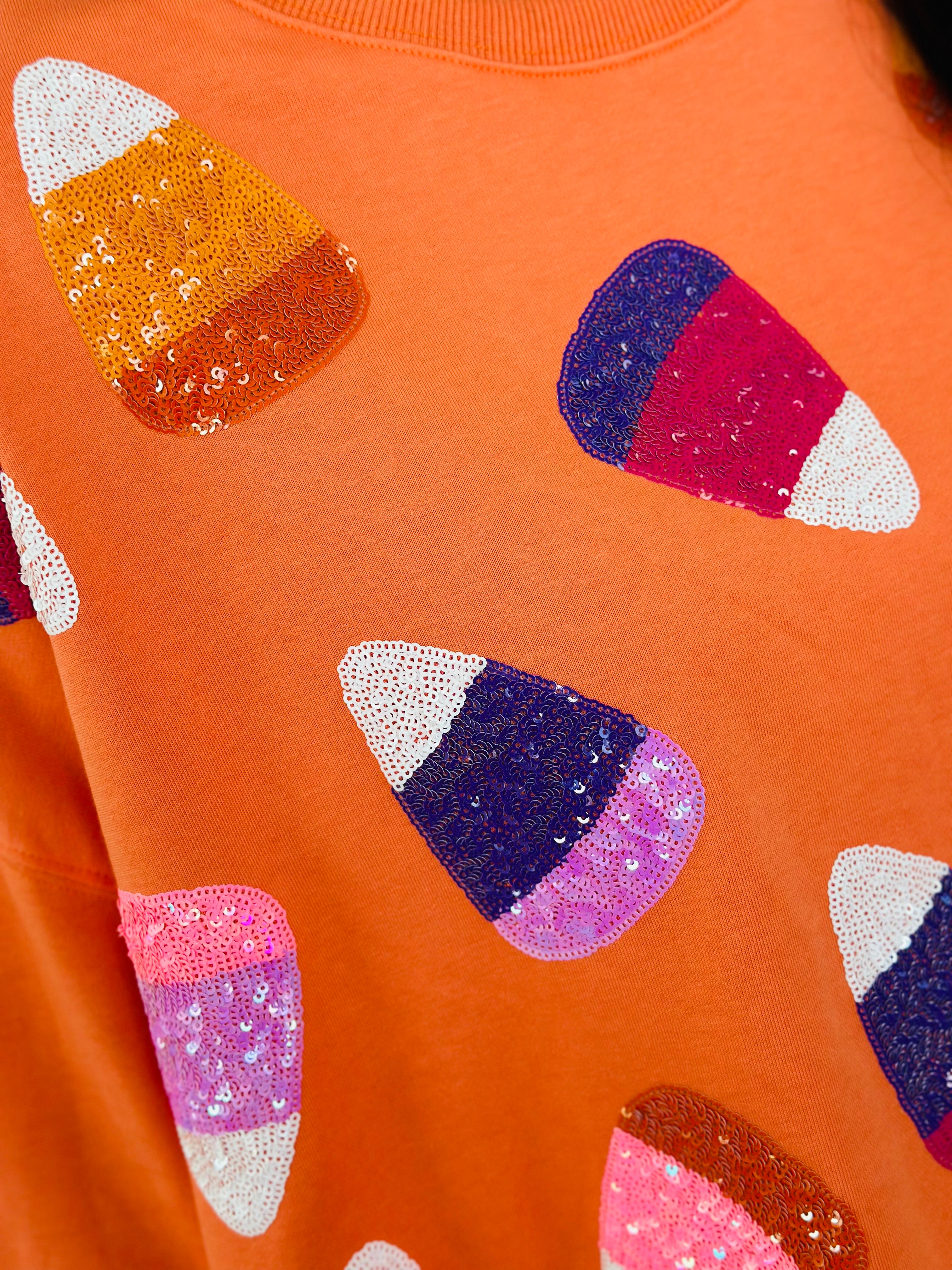 COLORFUL CANDY CORN TOP-ORANGE