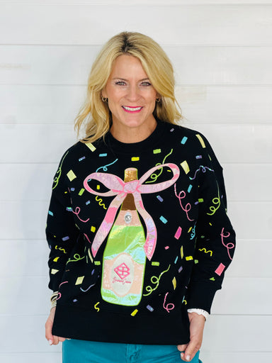 CHAMPAGNE BOTTLE WITH CONFETTI SWEATSHIRT