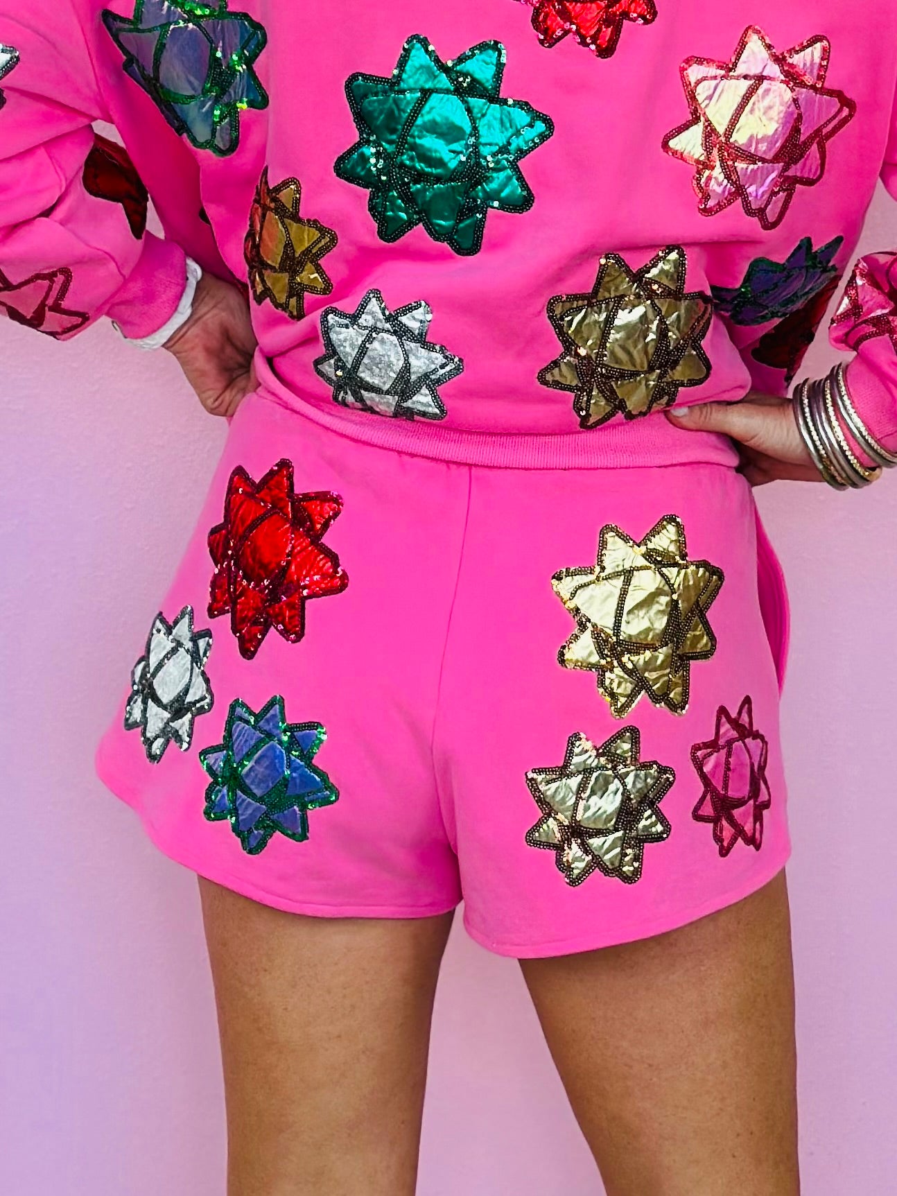 METALLIC PRESENT BOWS SHORTS