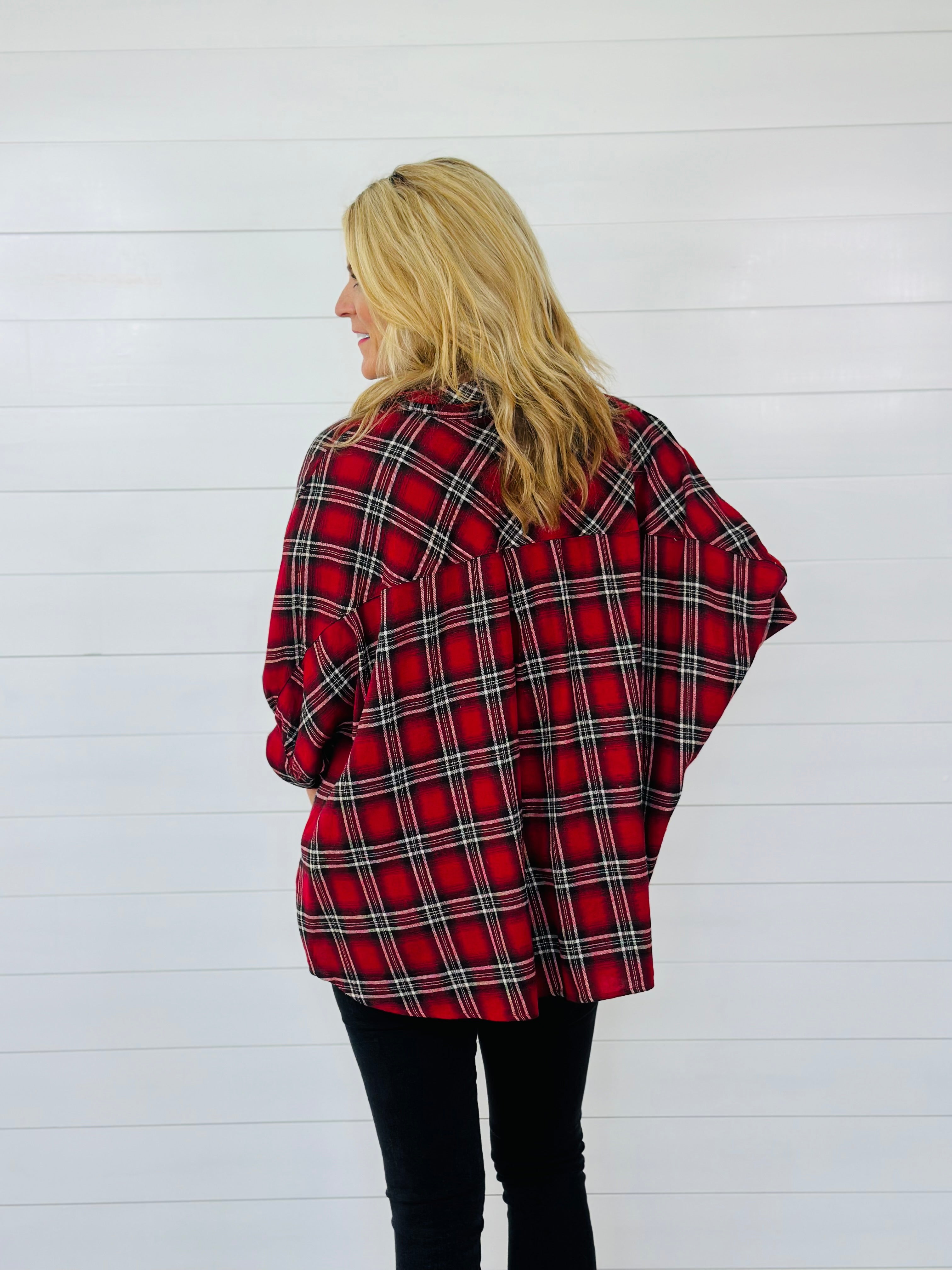 EVERETT FLANNEL TOP-RED