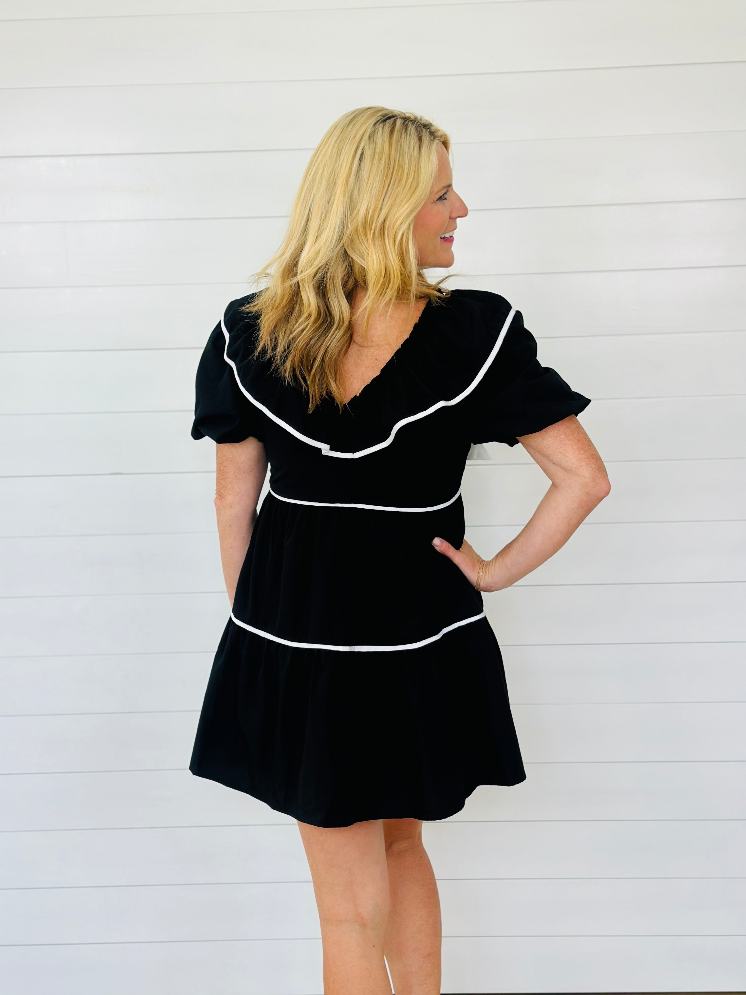 BETSY BOW DRESS-BLACK