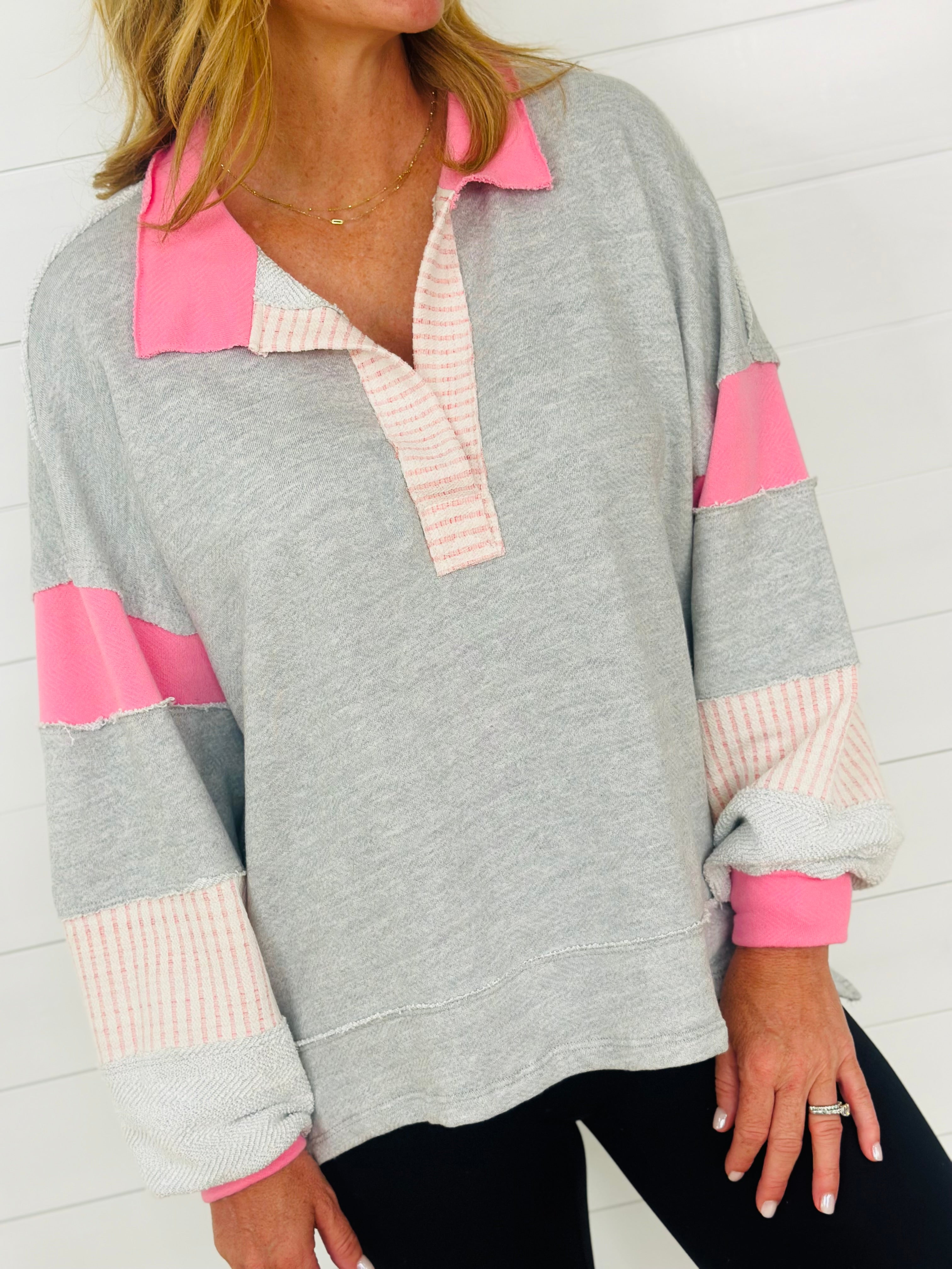 JENNA TOP-GREY/PINK