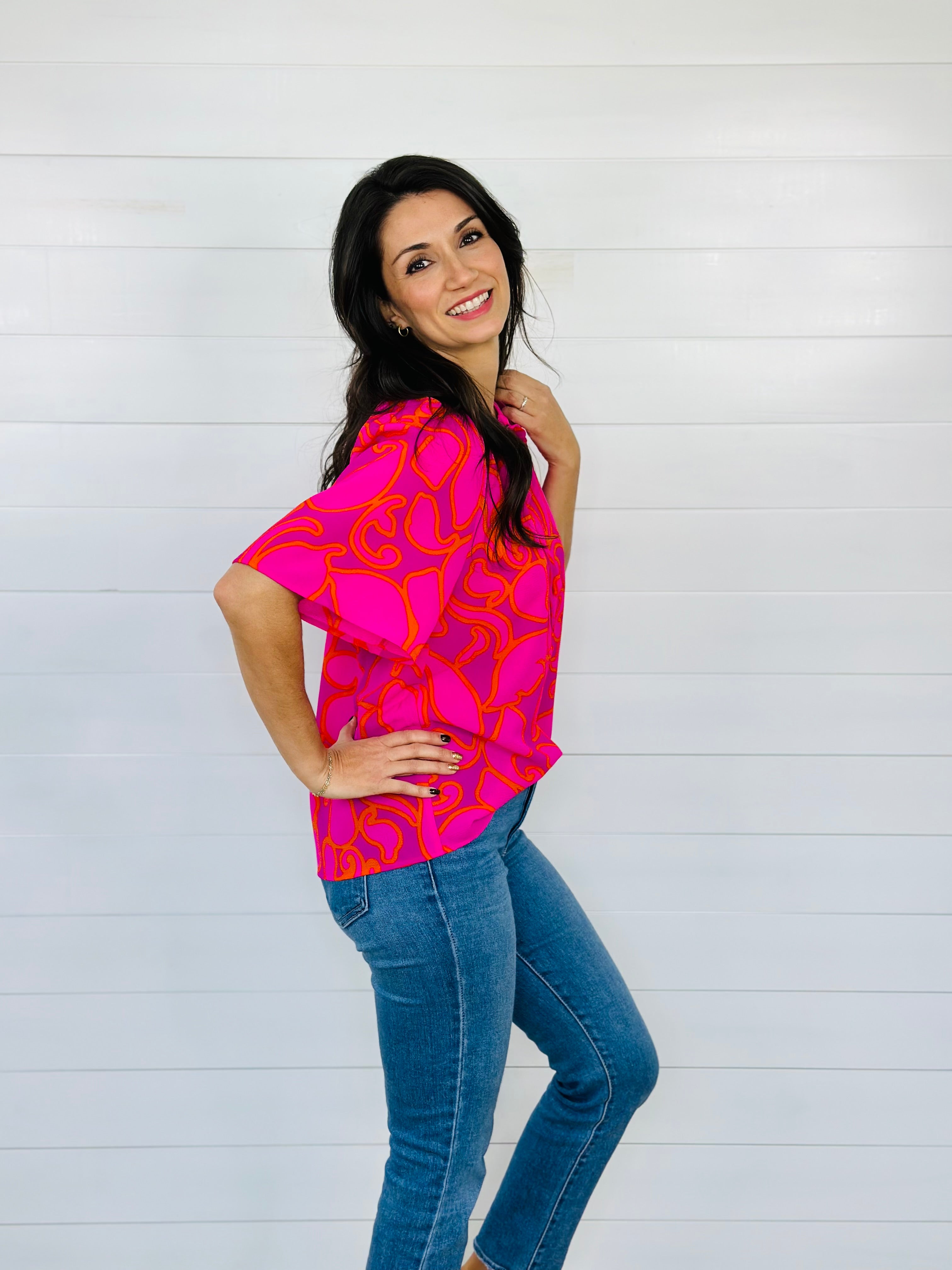 LUXE LADY TOP-MAGENTA