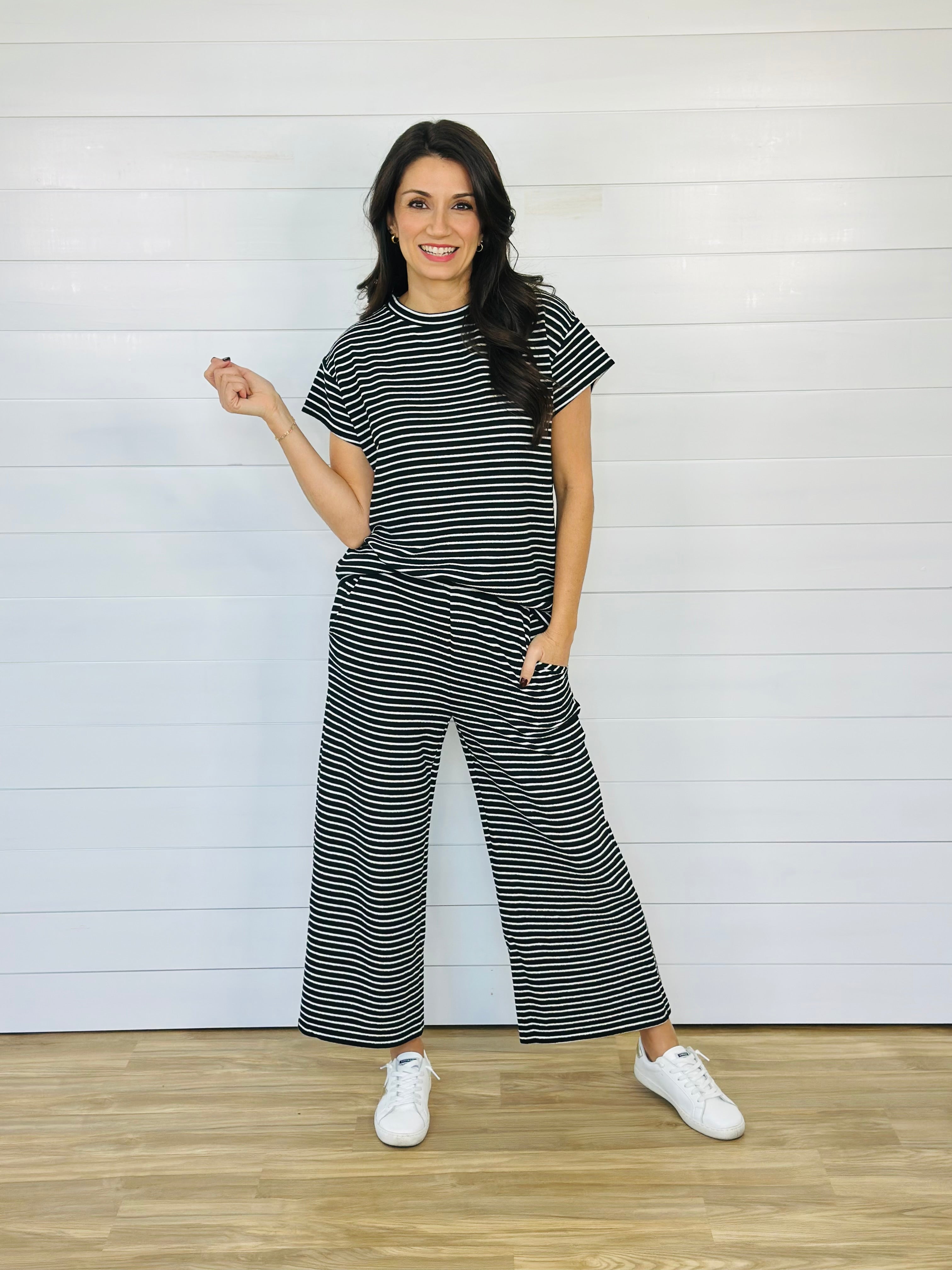 AUDREY PANT-BLACK/WHITE STRIPE