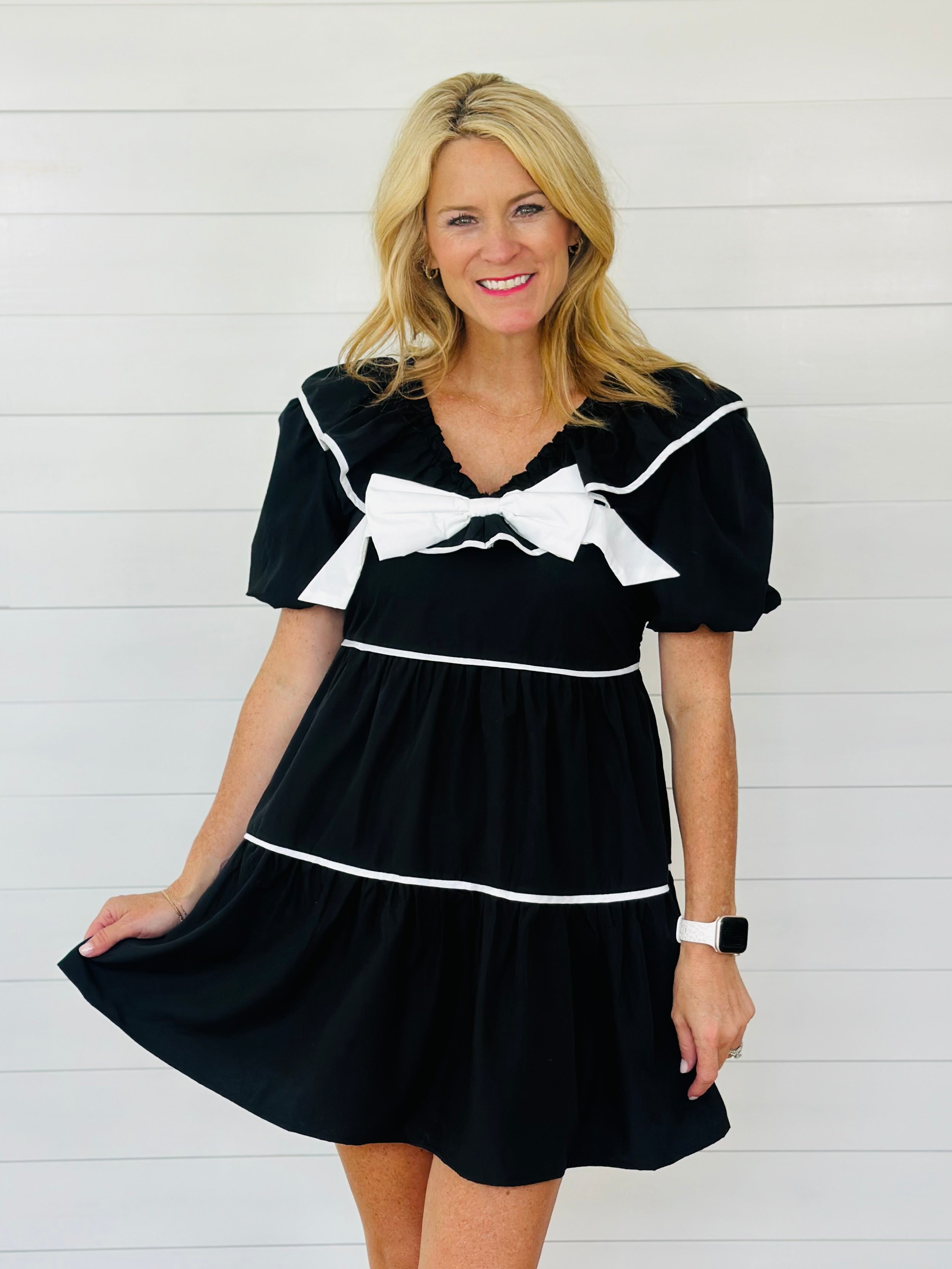 BETSY BOW DRESS-BLACK