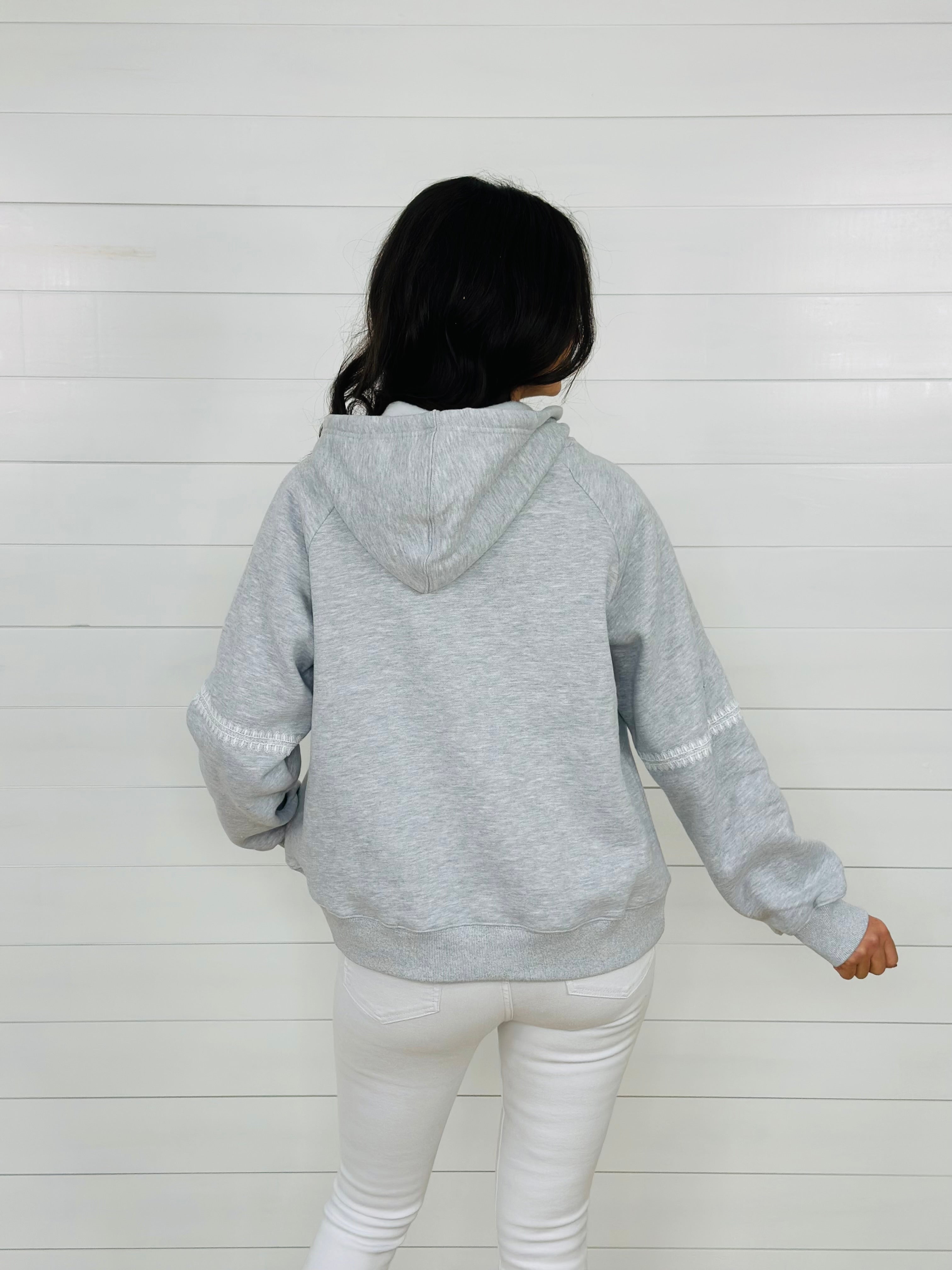 TOUCH OF LACE HOODIE-HEATHER GRAY