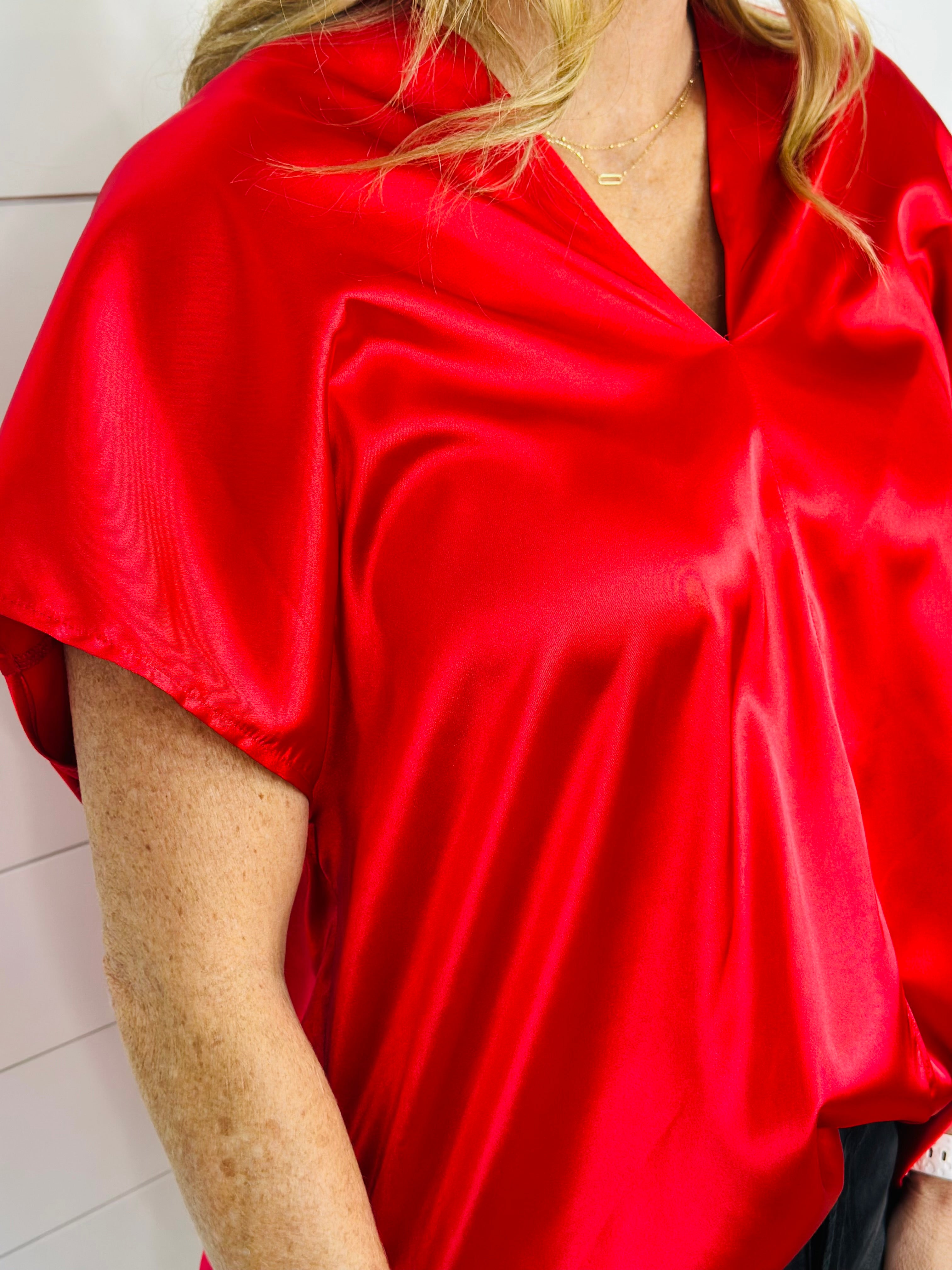 ANABELLE SATIN TOP-CHILI PEPPER