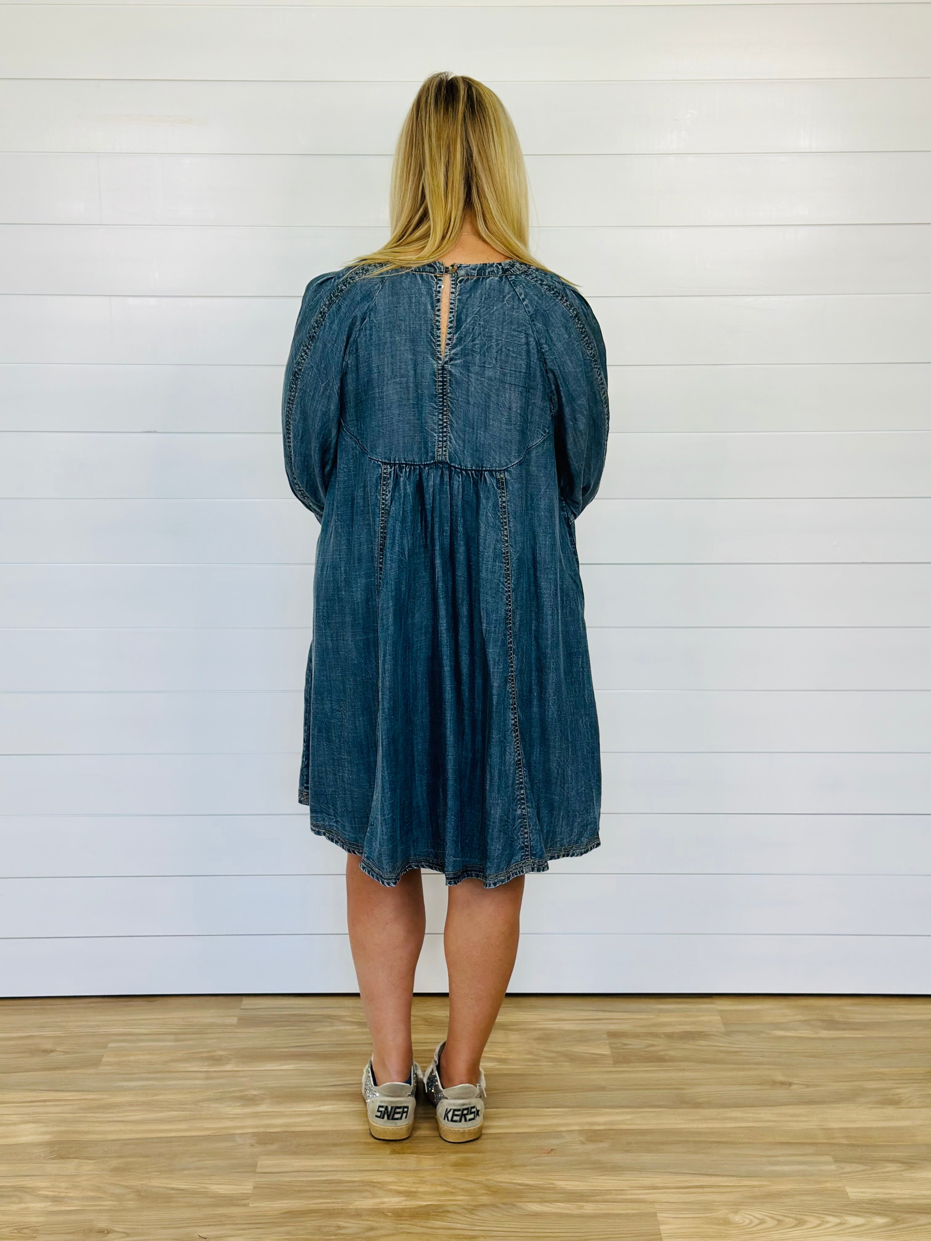 DENIM MULTI PANEL DRESS