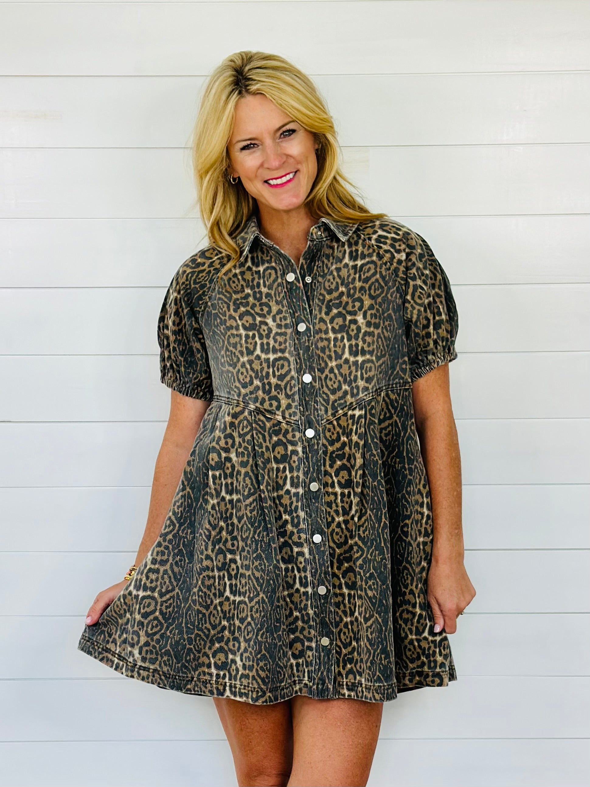 DENIM CHEETAH DRESS