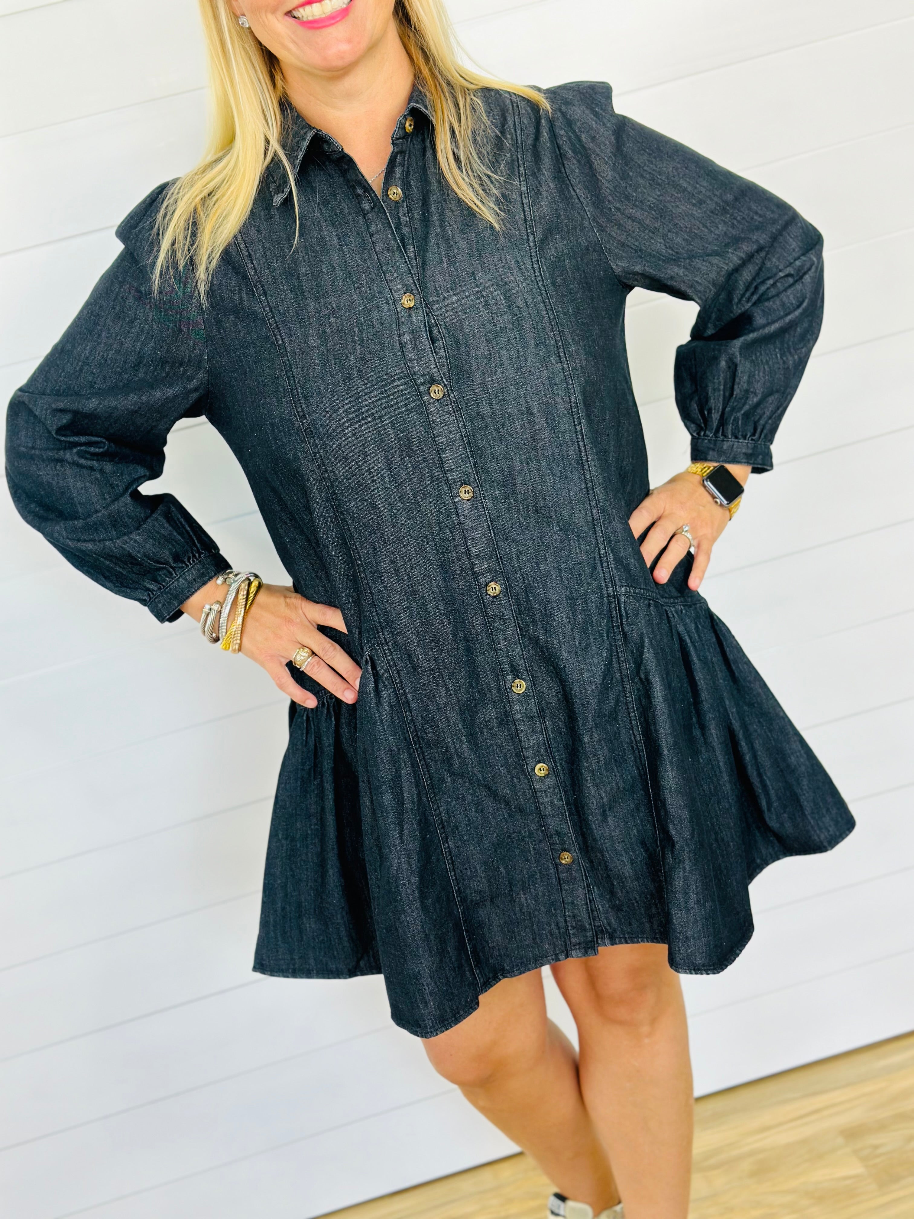 DAWN DENIM DRESS-DARK