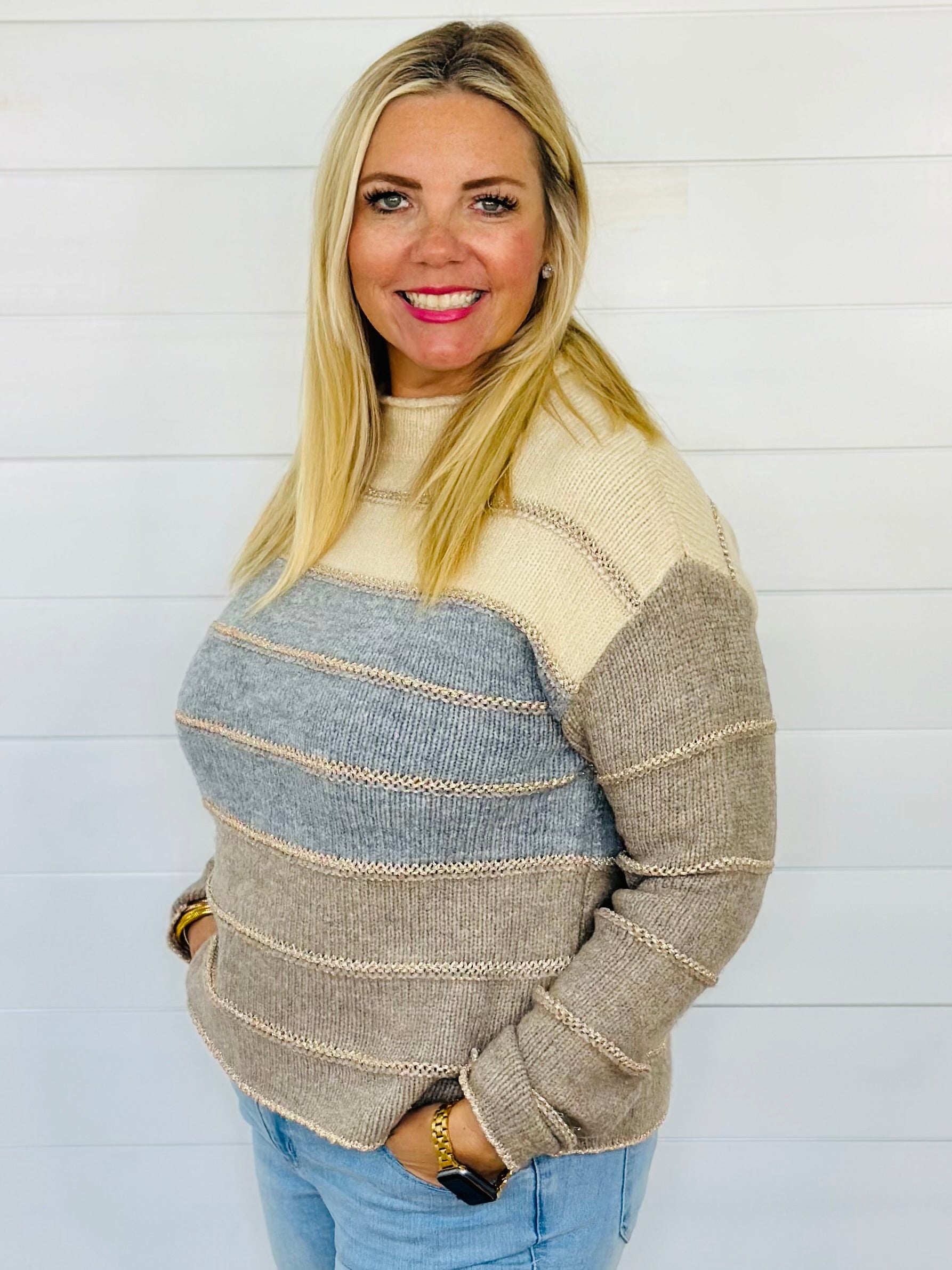 SHIMMER STITCH SWEATER