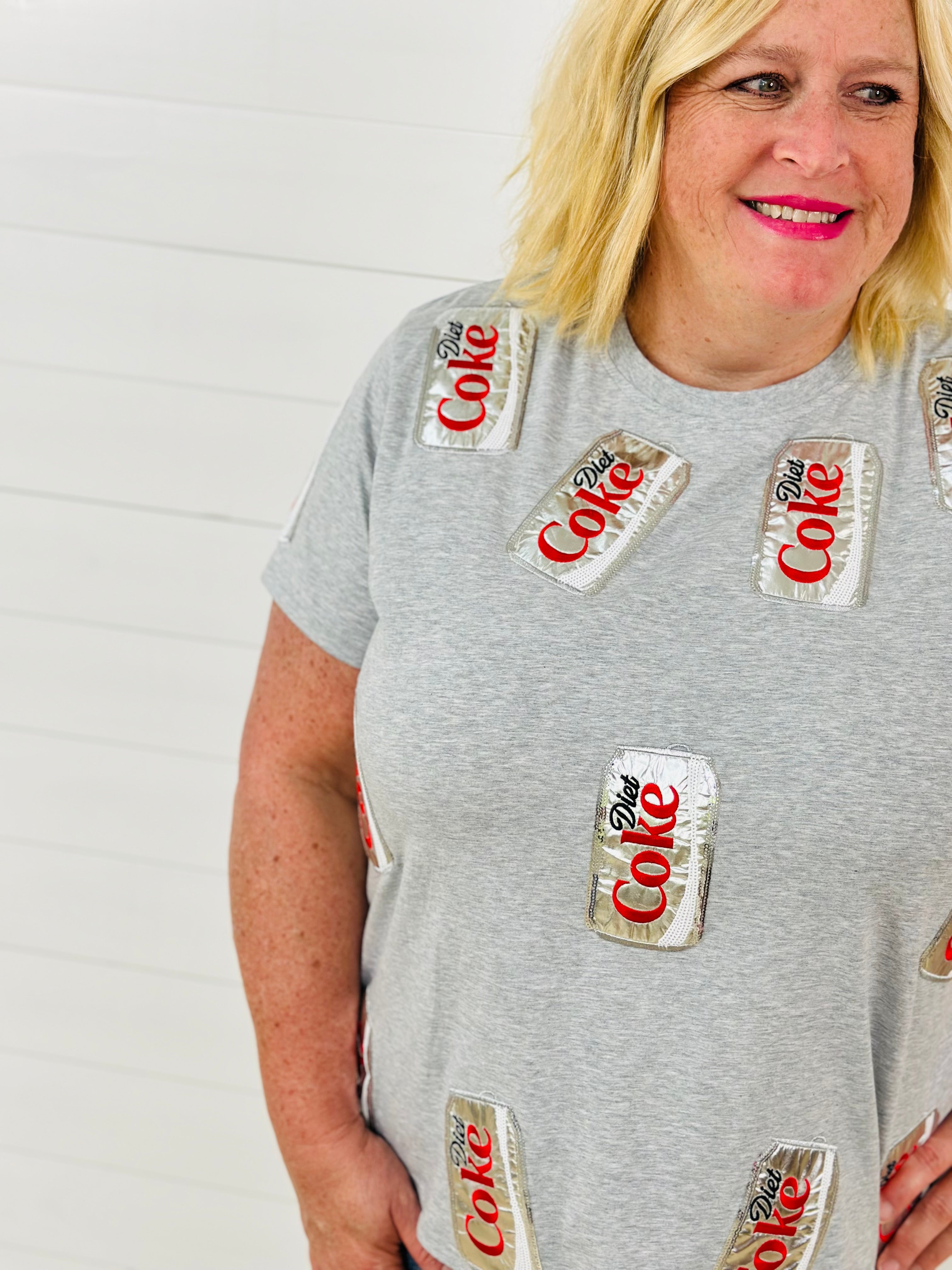 GREY SCATTERED DIET COKE TEE-PLUS