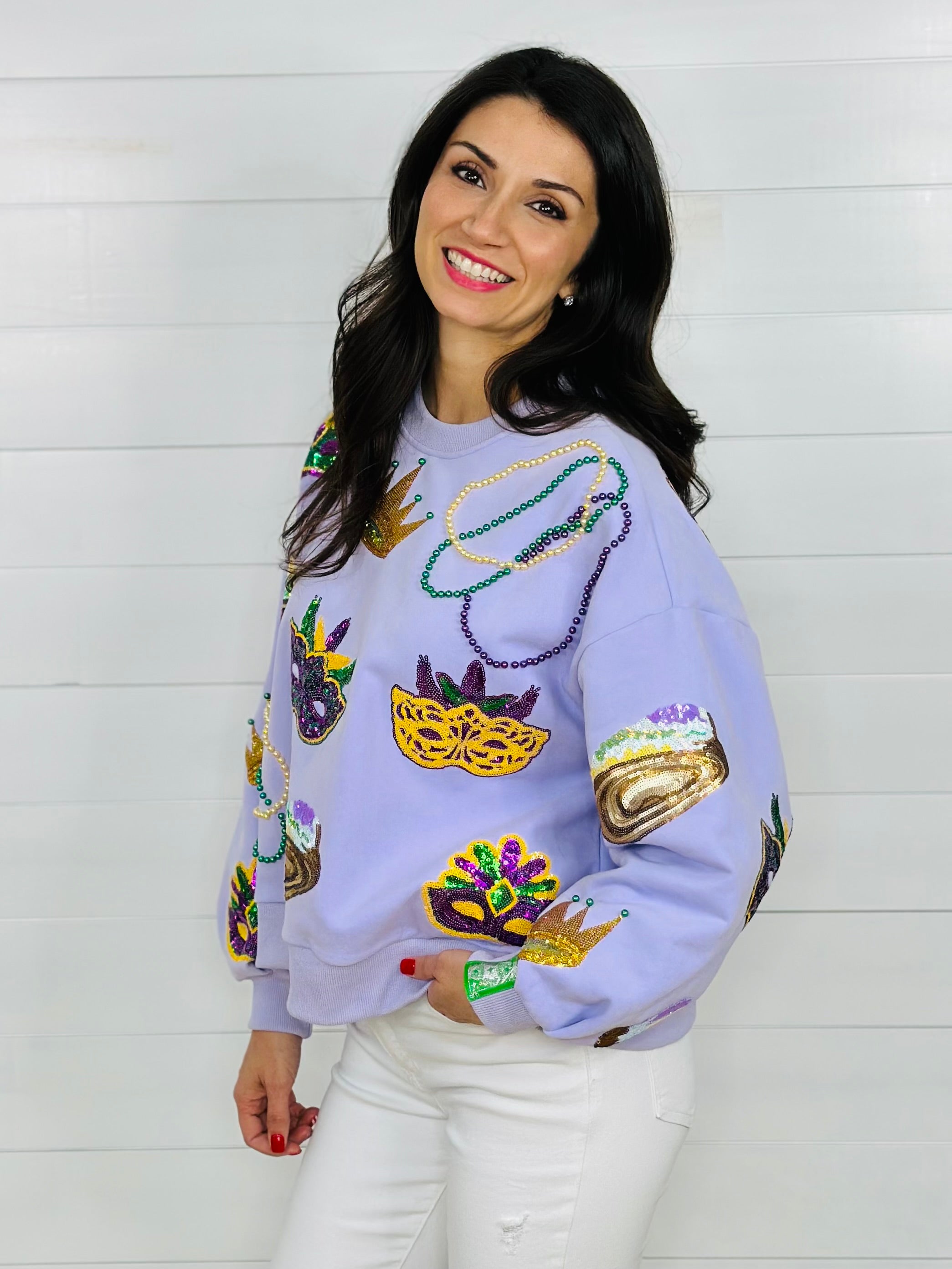 LAVENDER MARDI GRAS ICON SWEATSHIRT