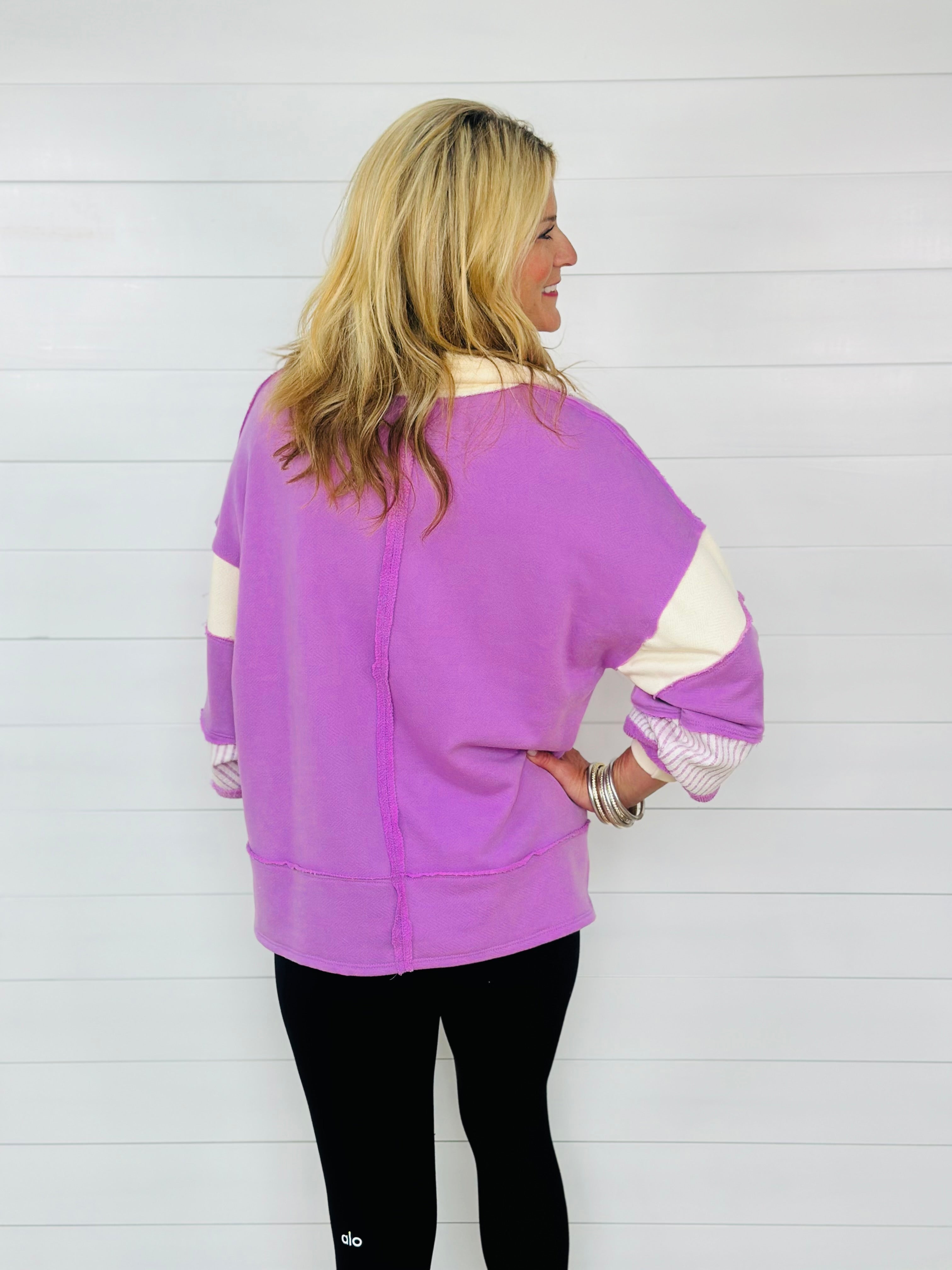 JENNA TOP-LAVENDER/CREAM