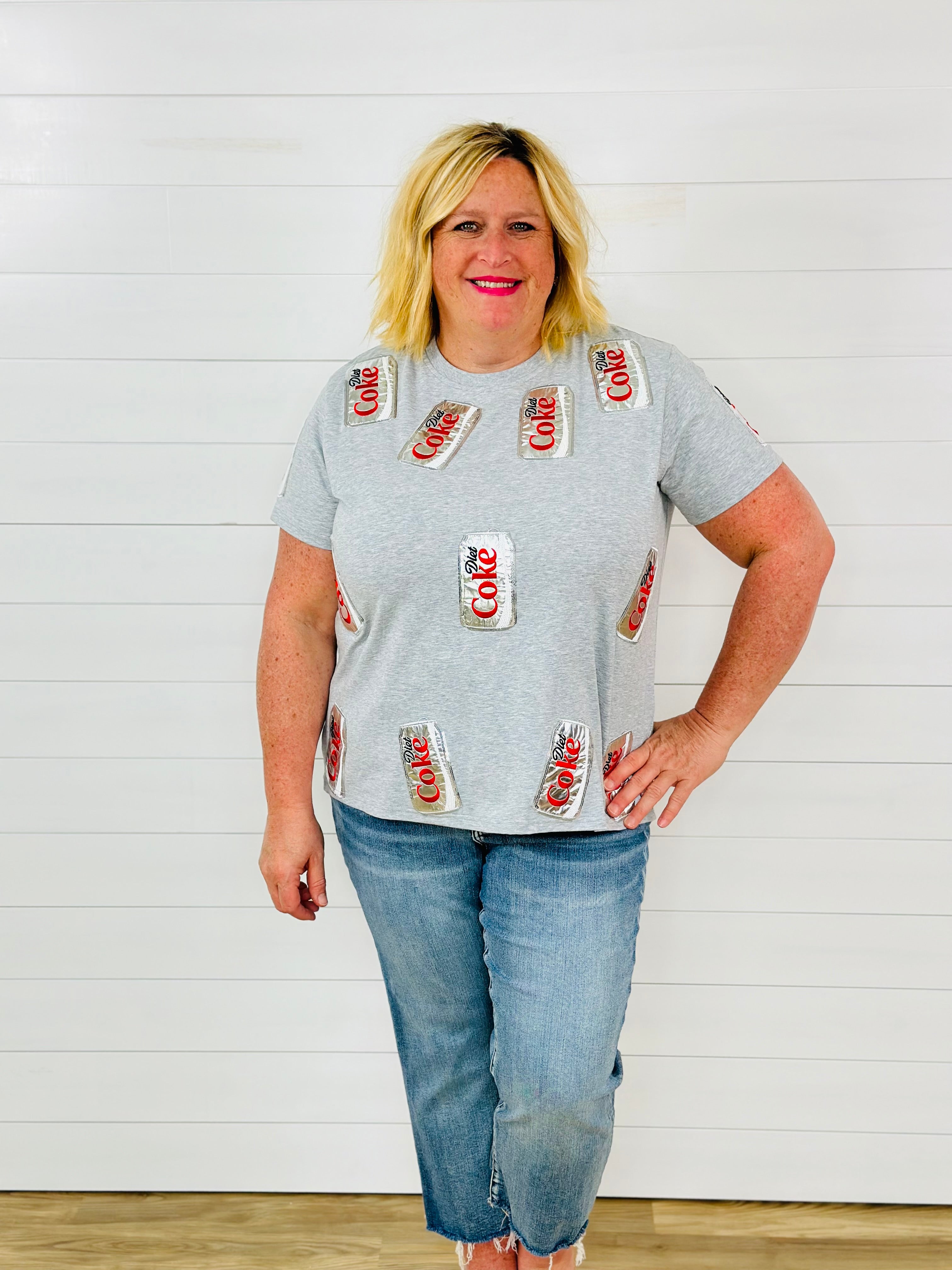 GREY SCATTERED DIET COKE TEE-PLUS