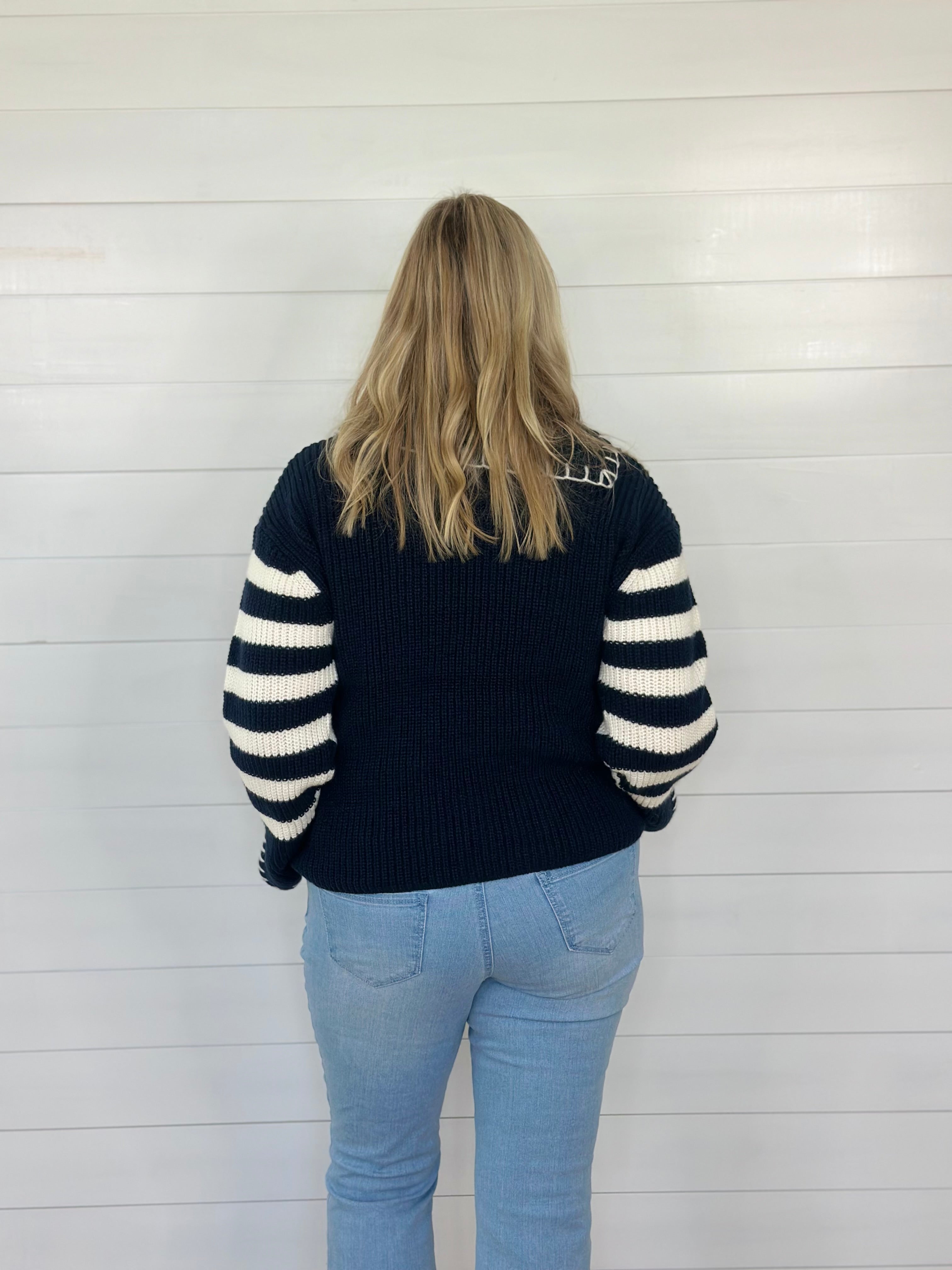 NANTUCKET STRIPE SWEATER-NAVY/WHITE