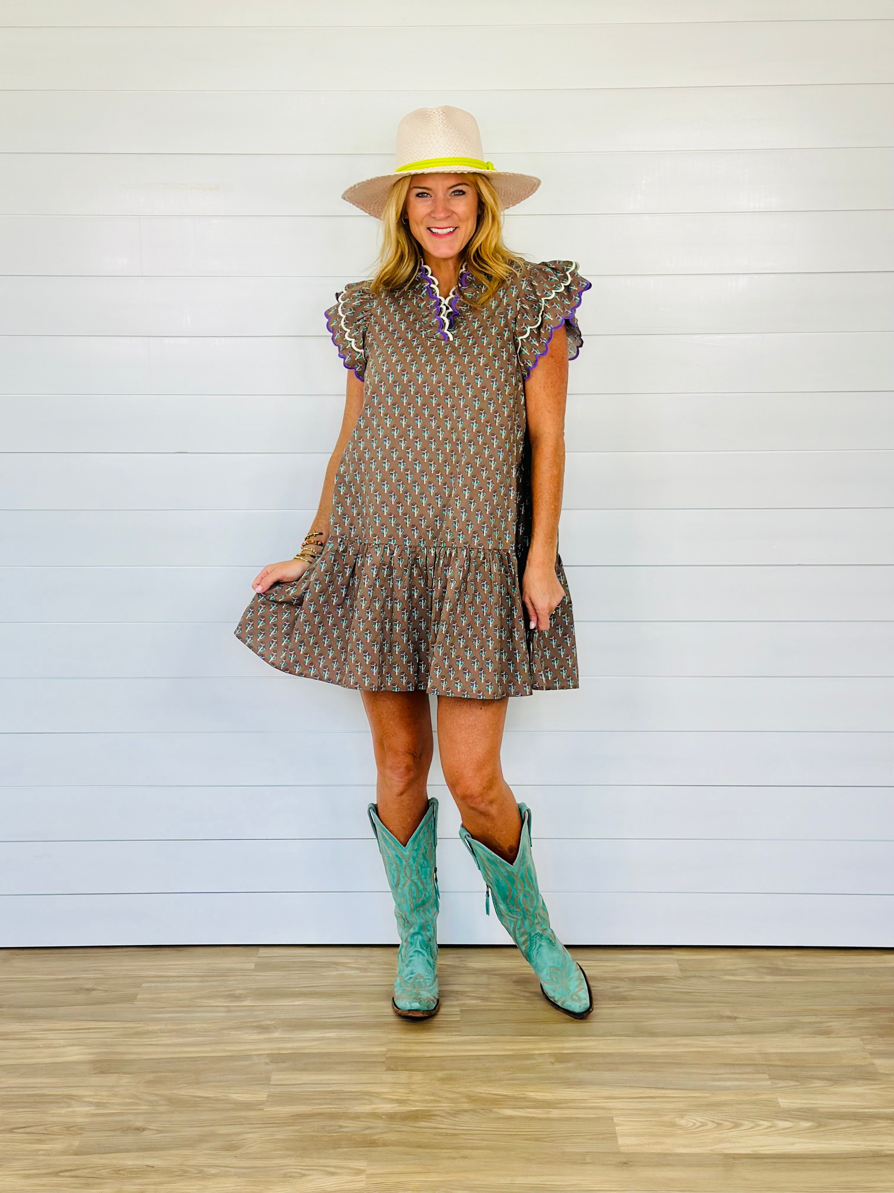 PRAIRIE VIOLET DRESS-BROWN