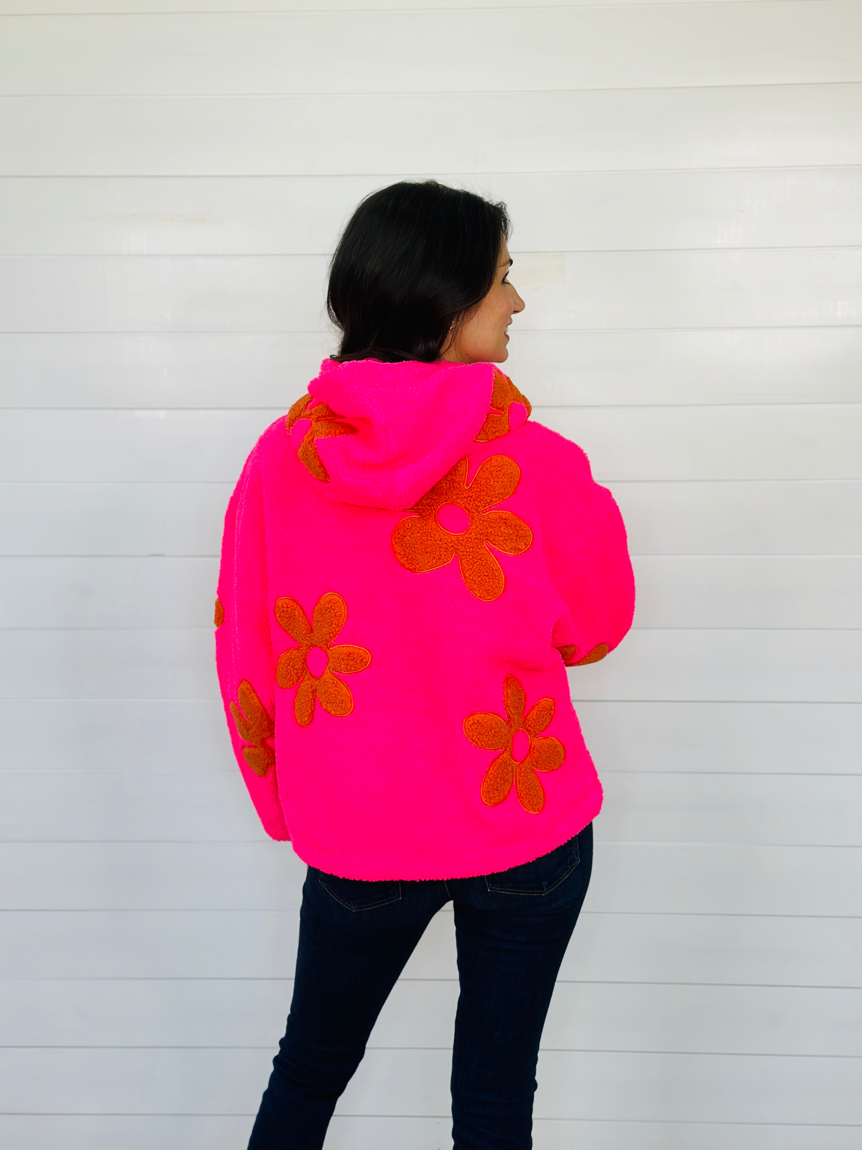 FLOWER POWER JACKET-NEON PINK