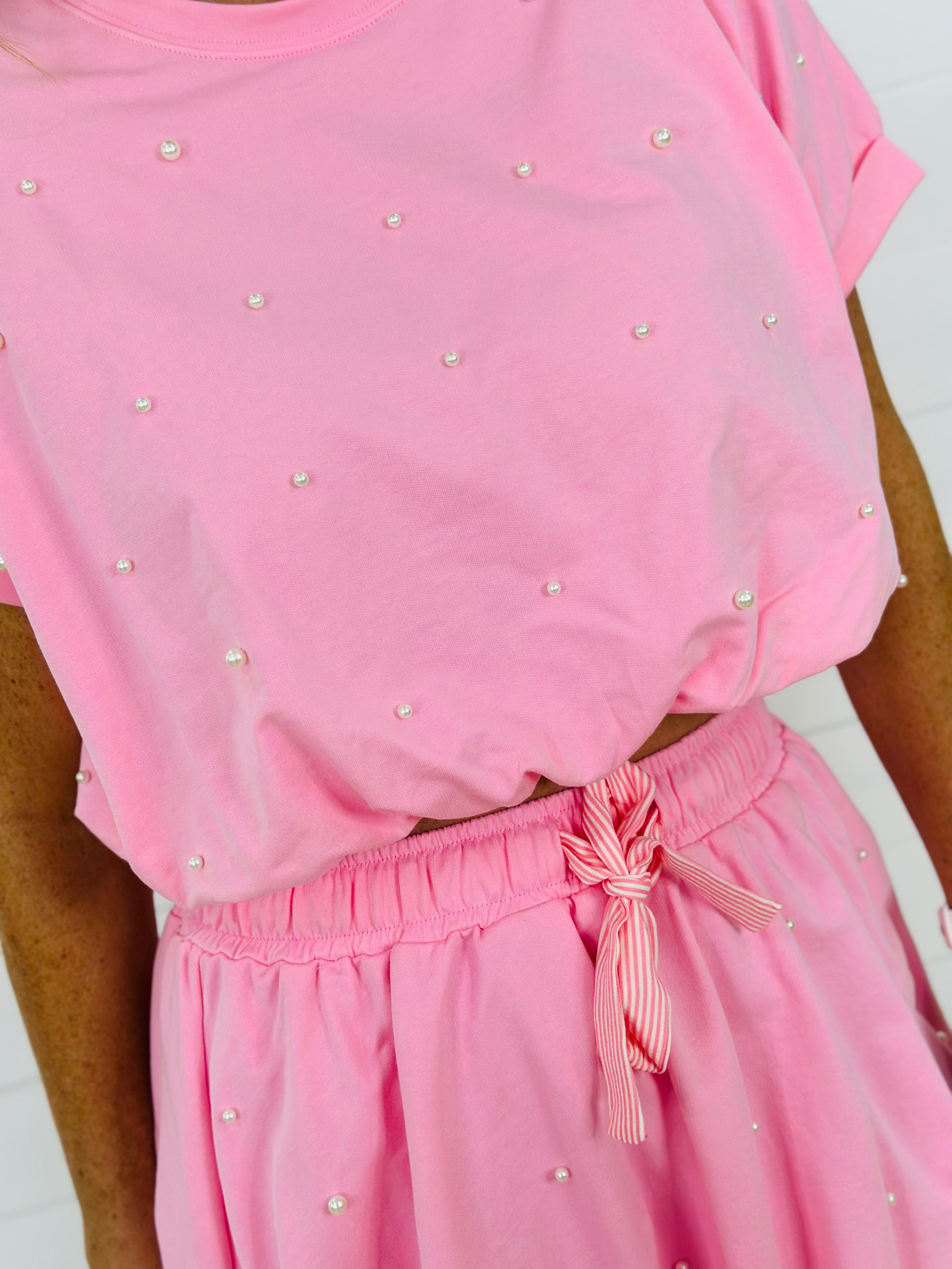 BUBBLED PEARL TOP-PINK