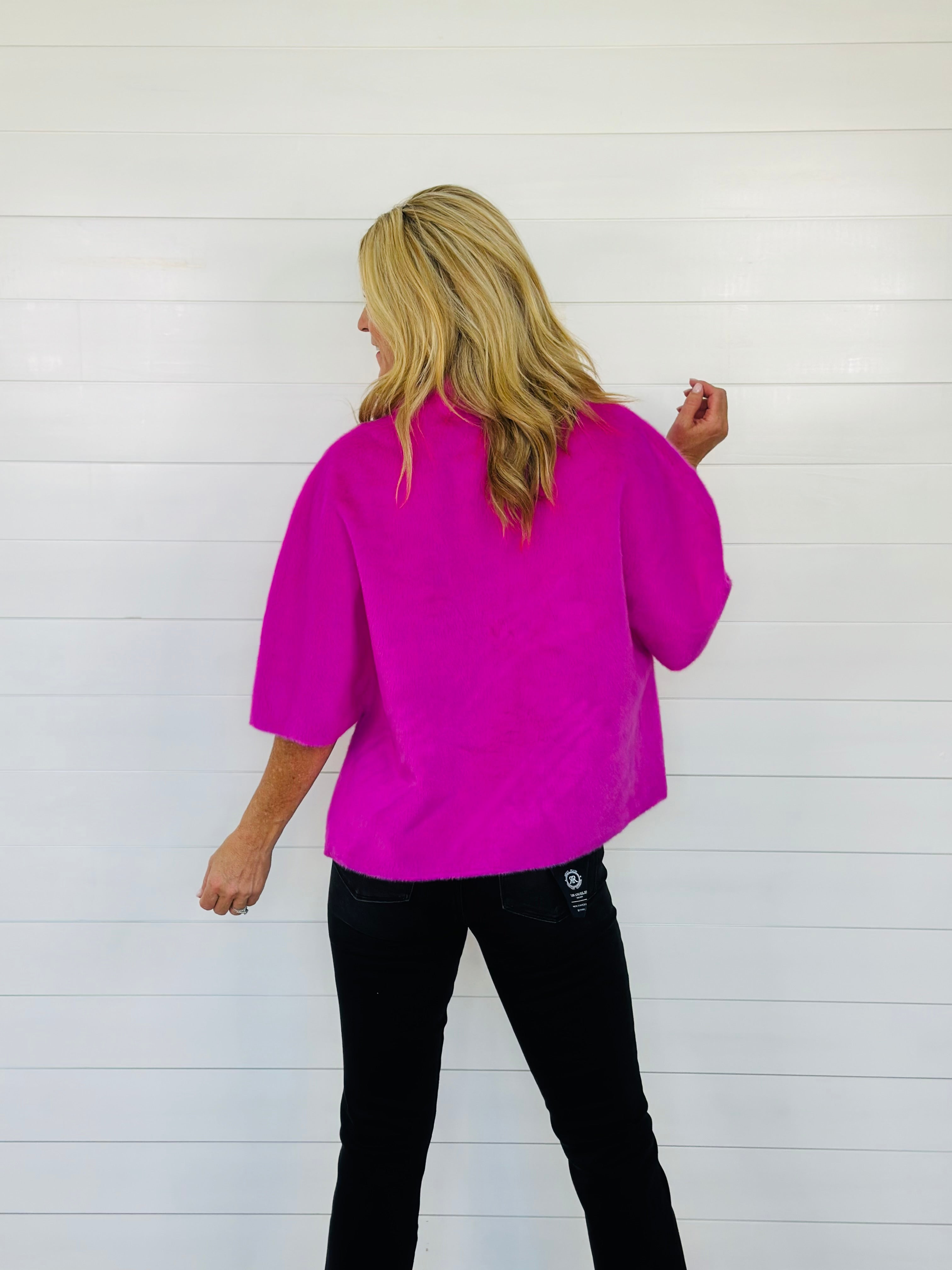 FAUX CAPELET JACKET-FUCHSIA