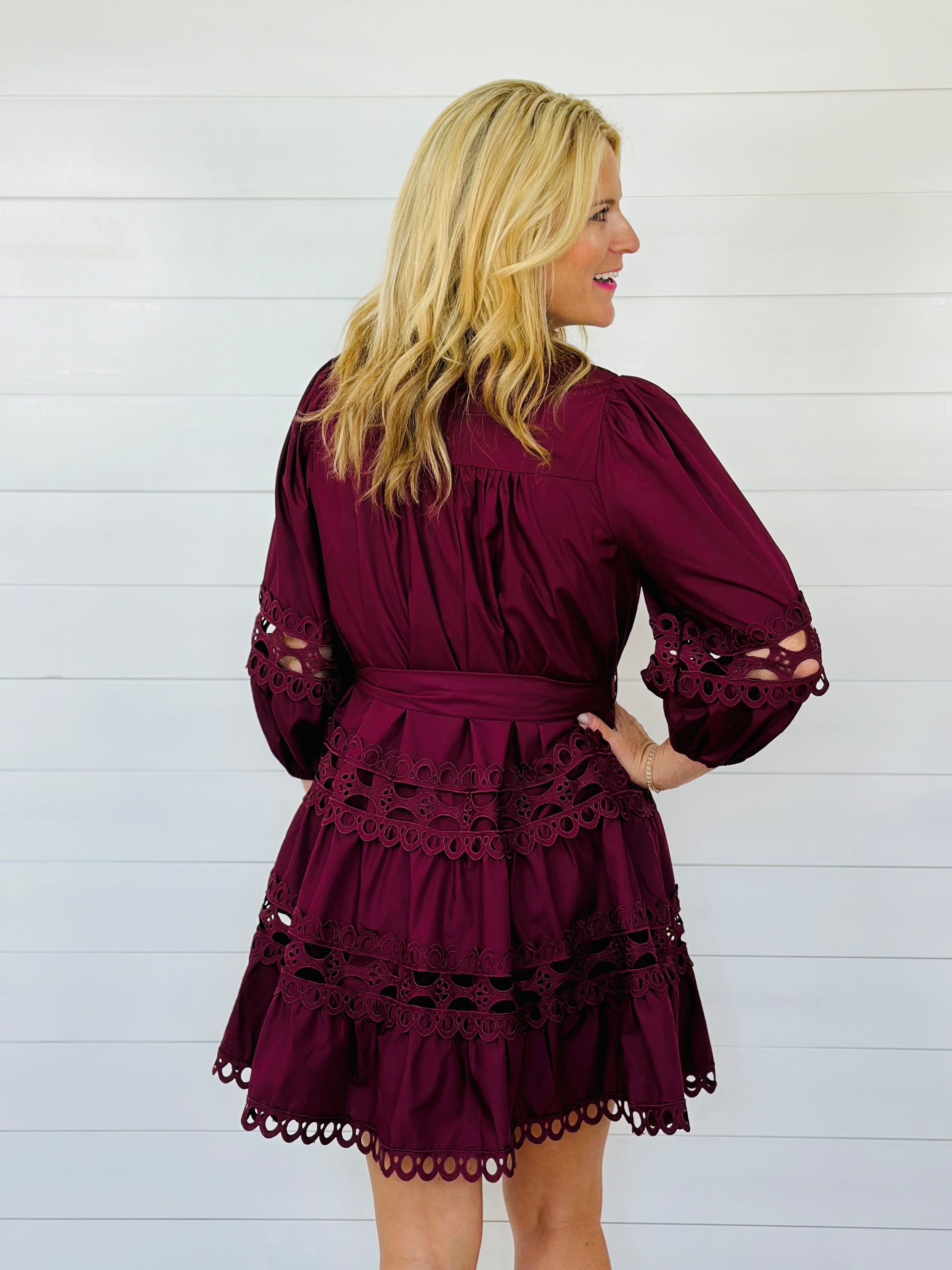 GWEN DRESS-MERLOT