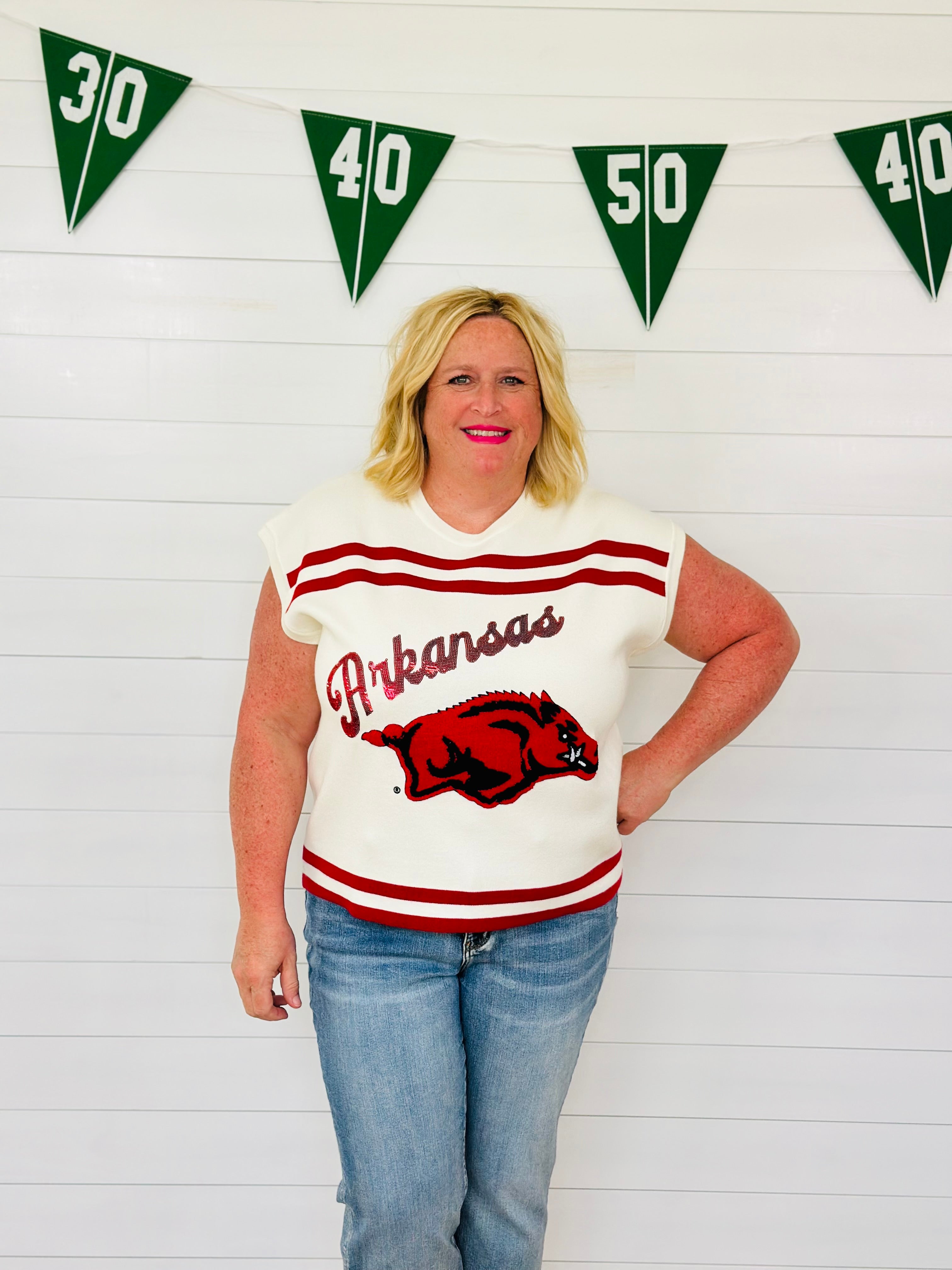 CRIMSON & WHITE ARKANSAS SWEATER-PLUS