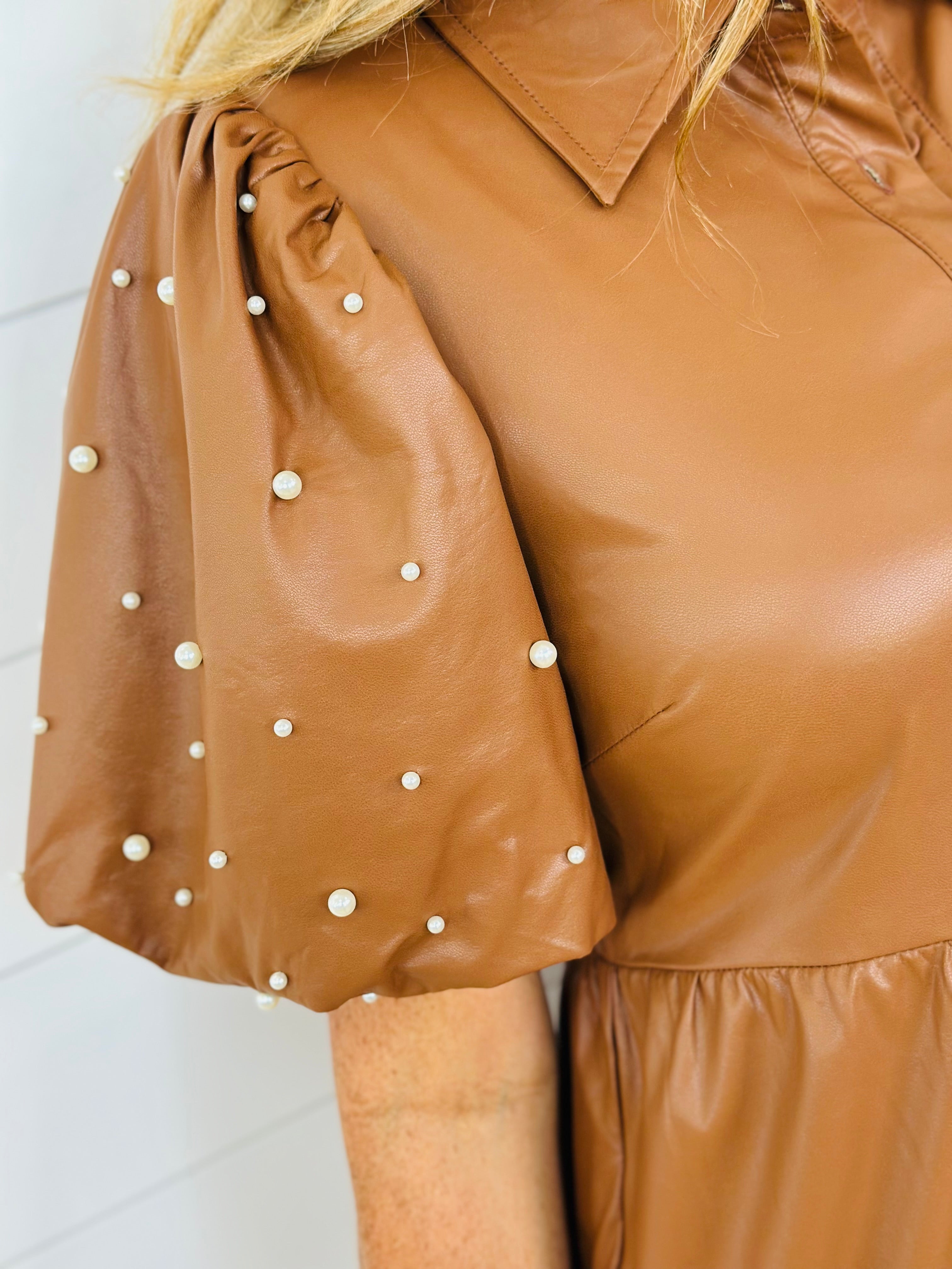 DALLAS PEARL DRESS-CARAMEL