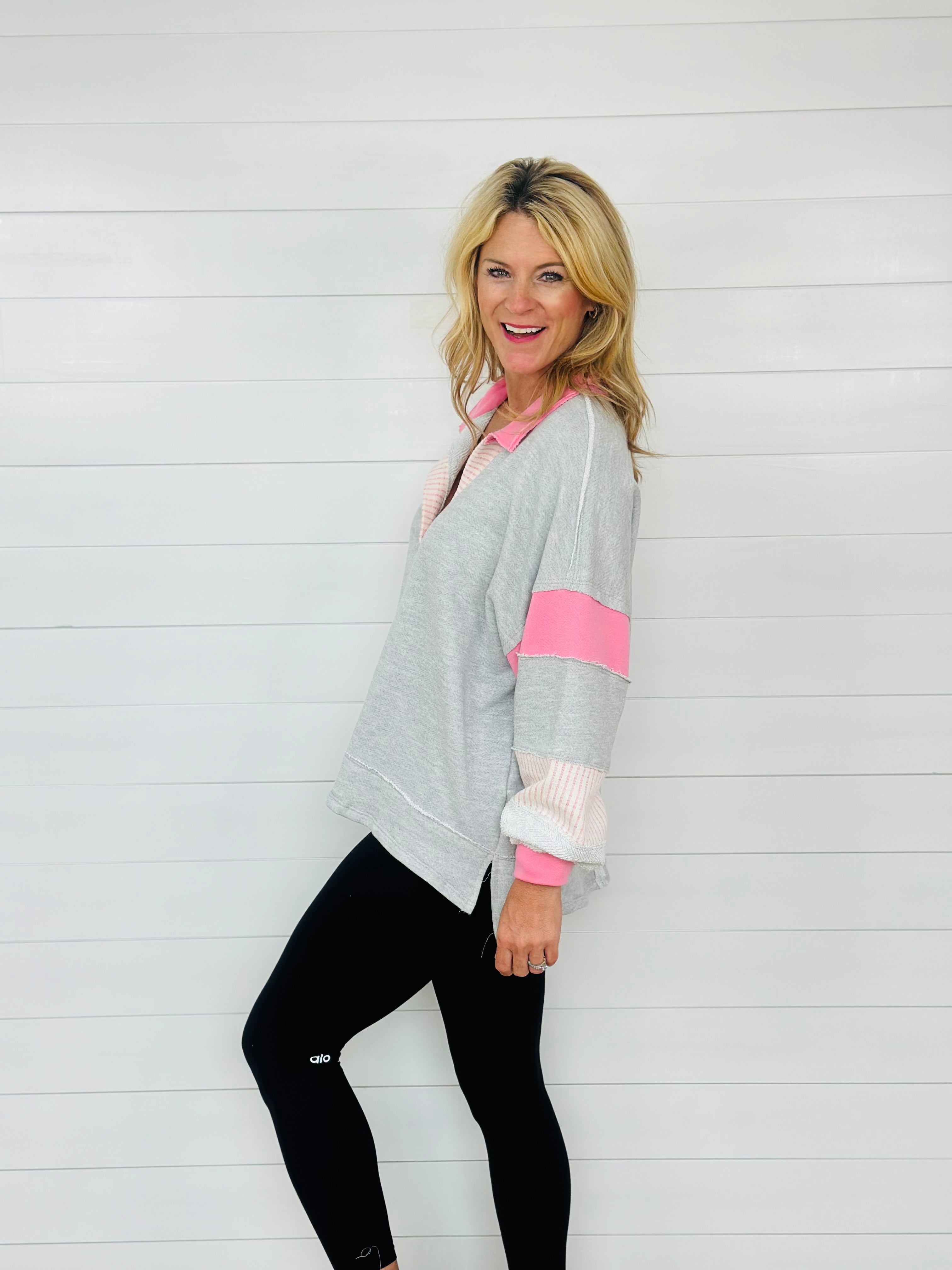 JENNA TOP-GREY/PINK