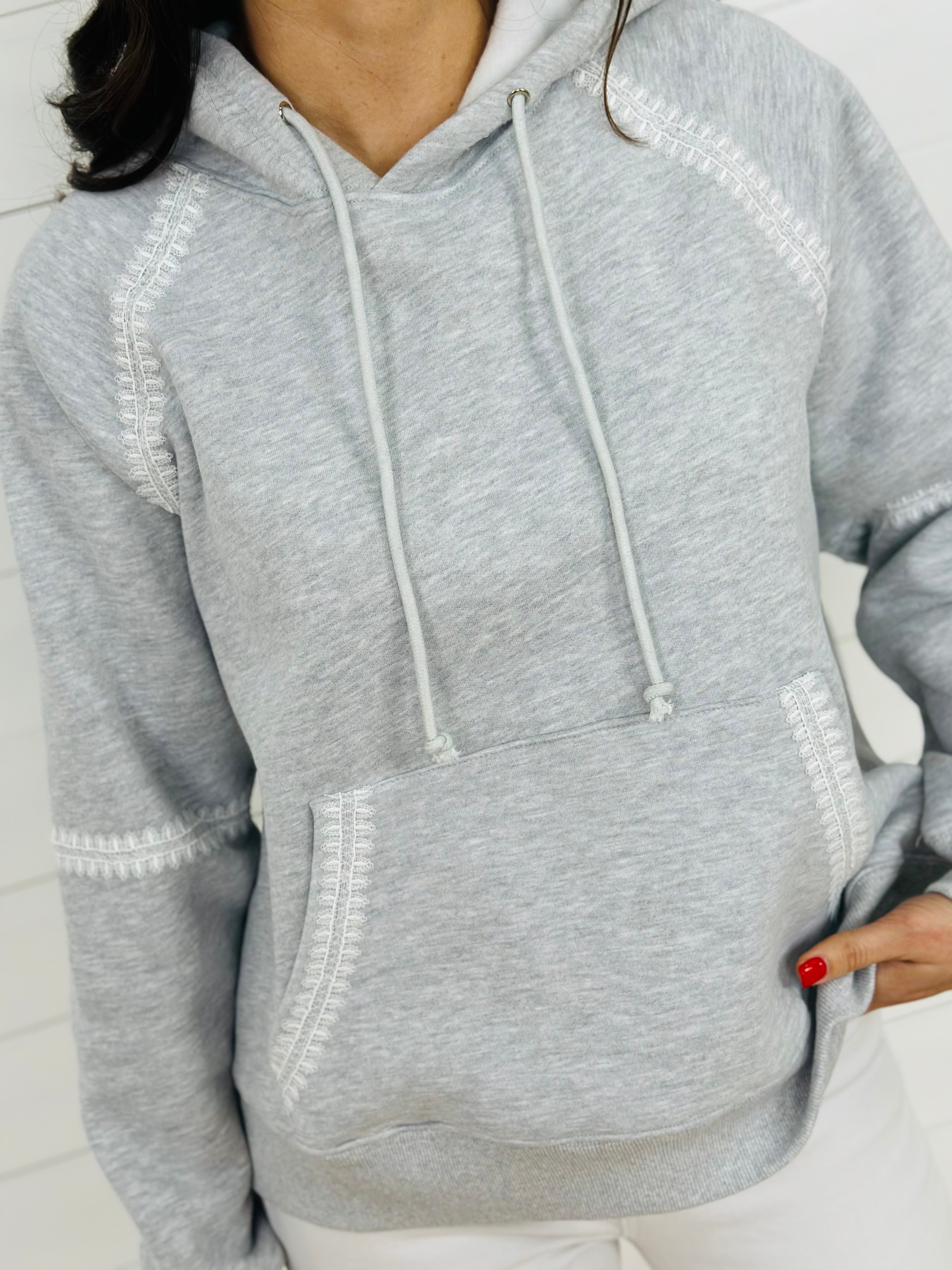 TOUCH OF LACE HOODIE-HEATHER GRAY