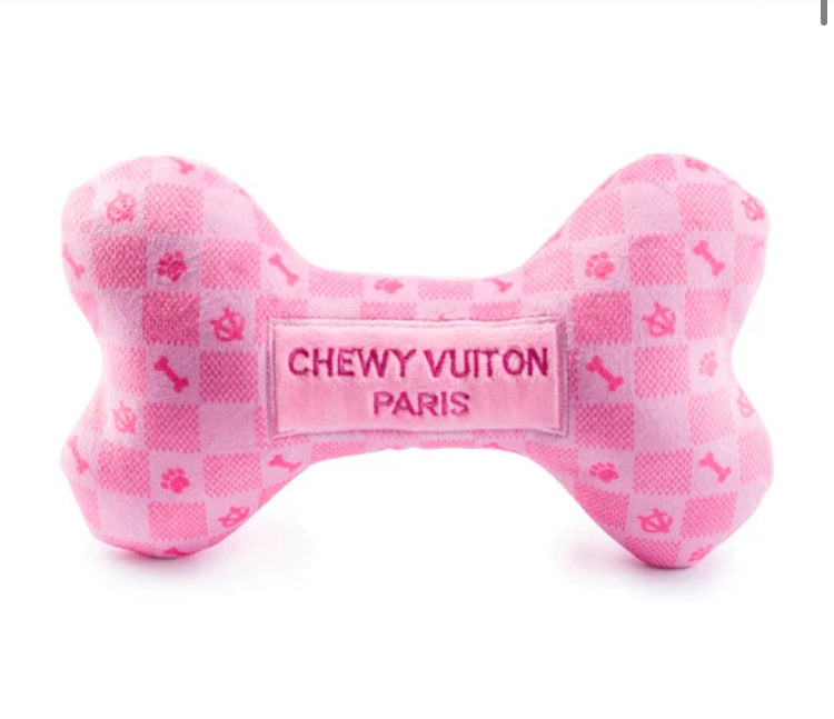 PINK CHECKER CHEWY VUITON BONE-LRG