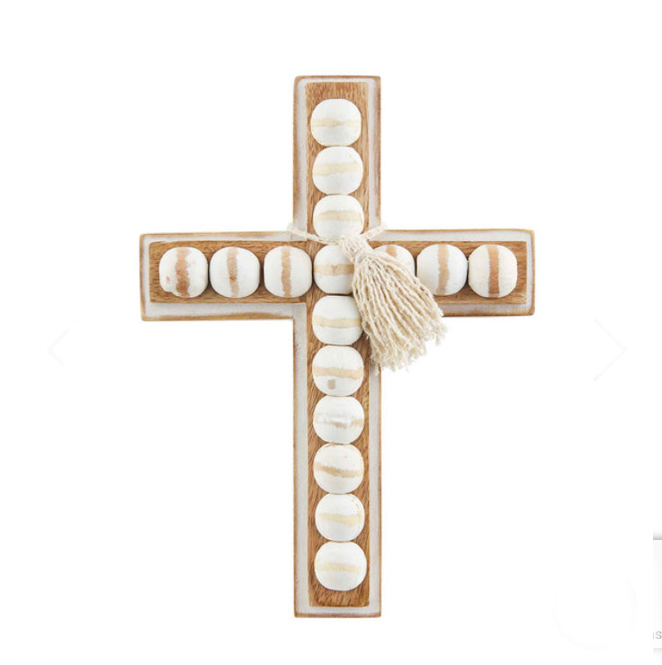 MD WOOD BEAD CROSS