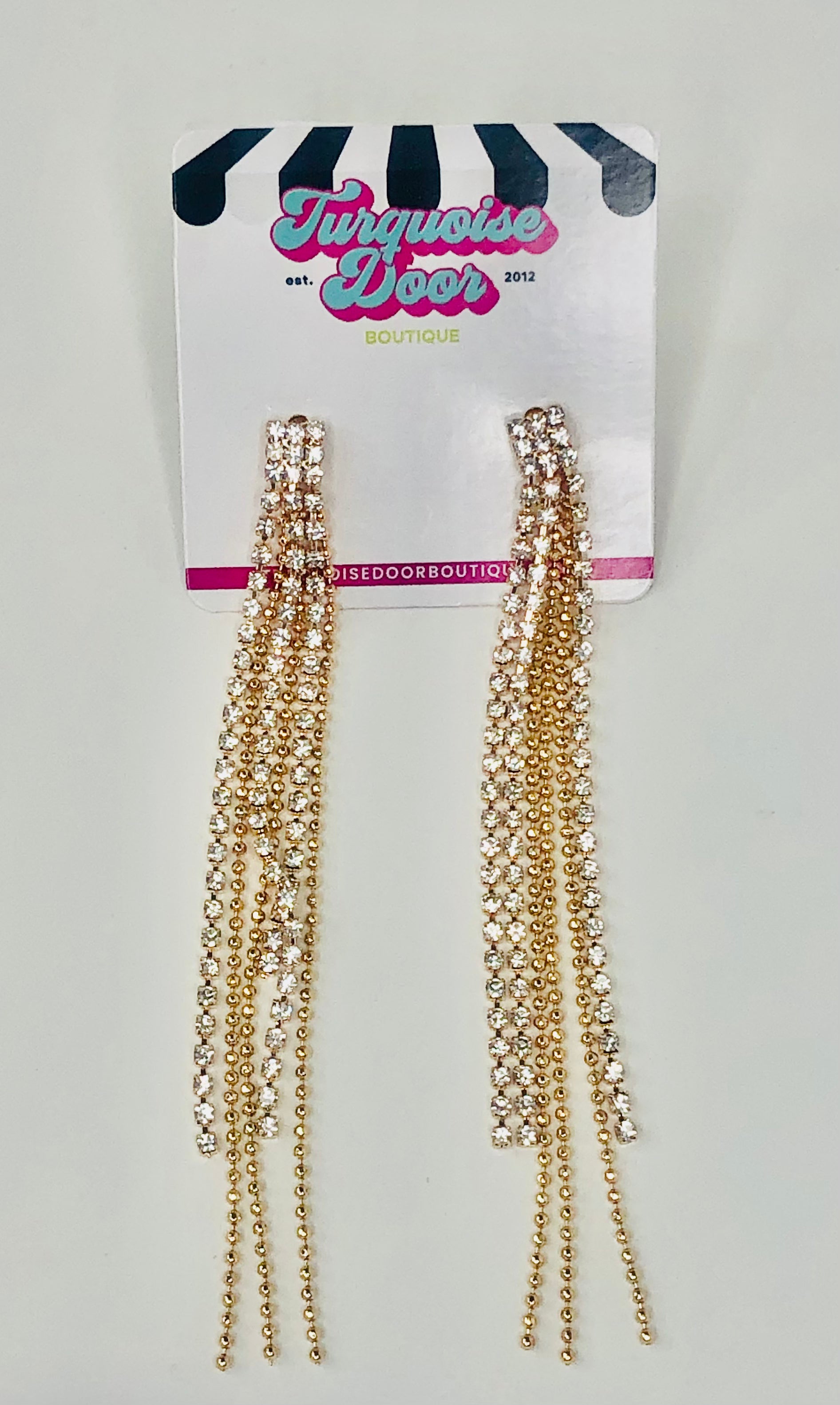 CZ SWING EARRINGS-GOLD