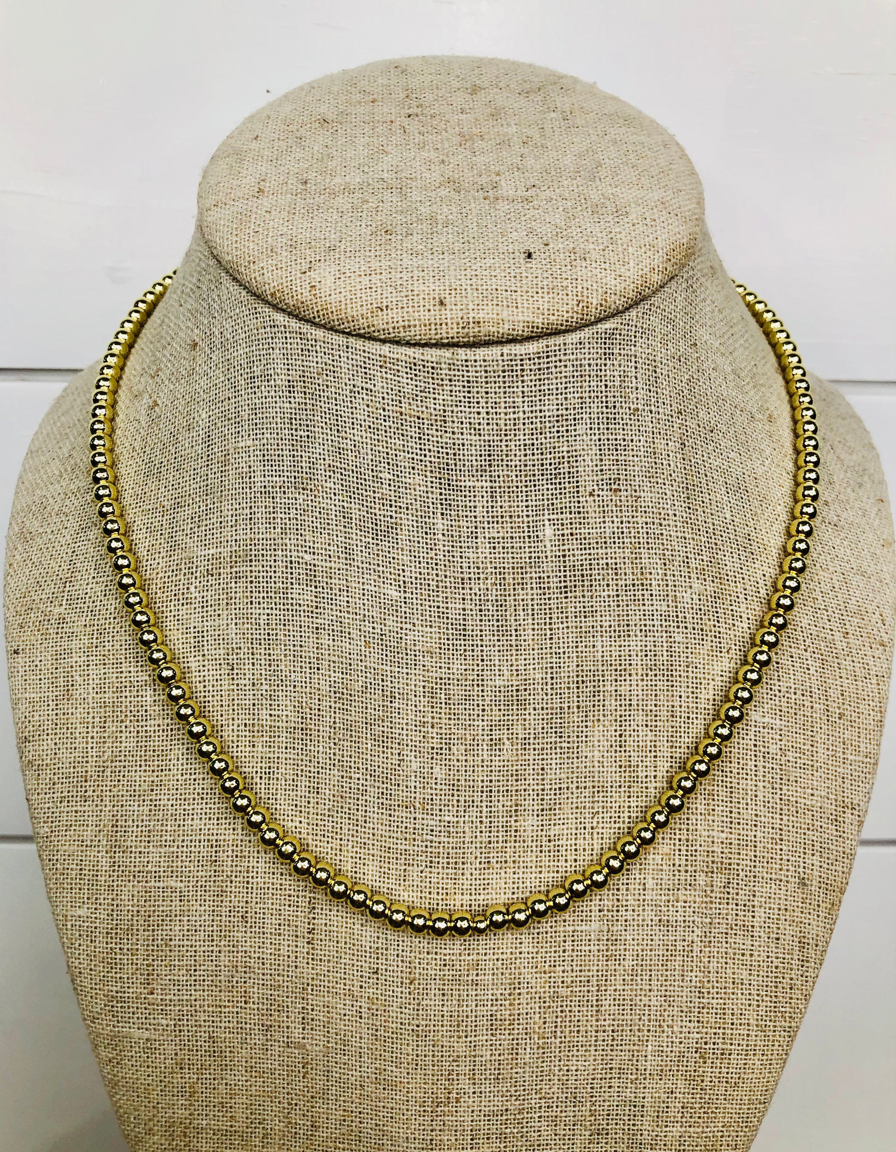 GOLD 4MM BEAD NECKLACE