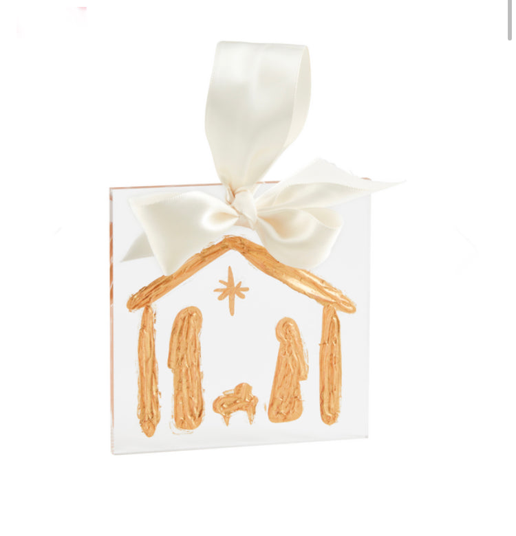 NATIVITY GOLD ACRYLIC ORNAMENT