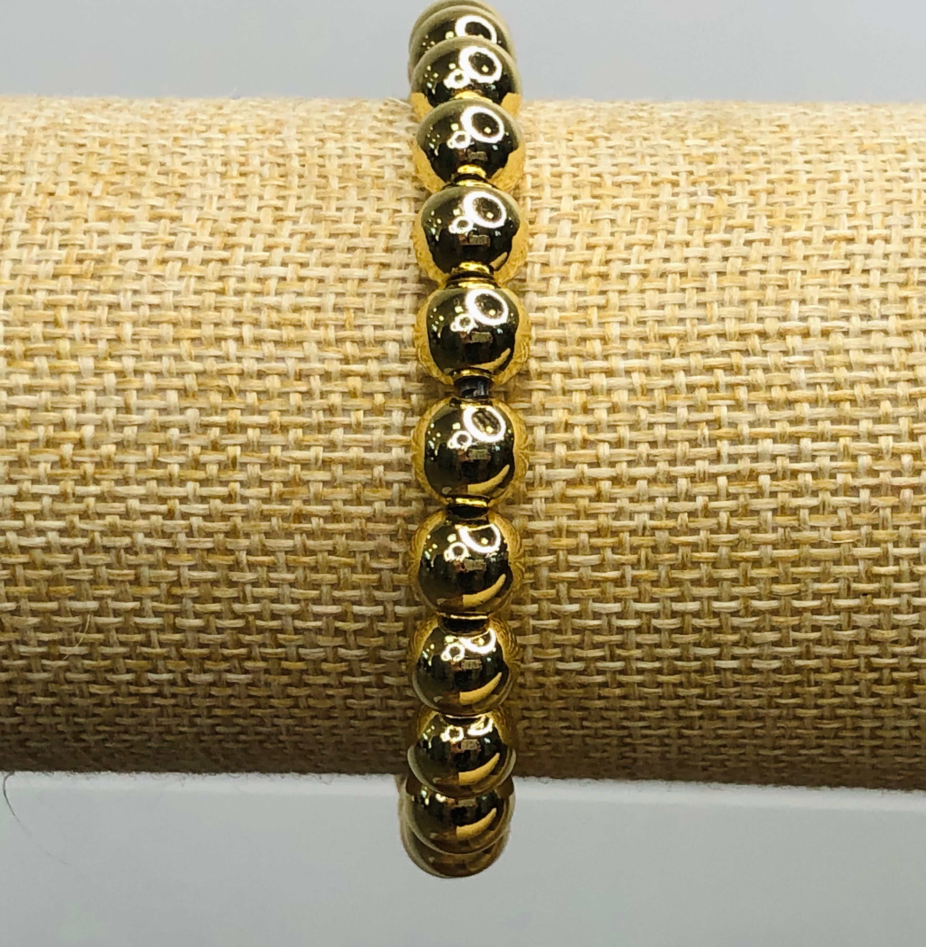 CLASSIC GOLD BEAD BRACELET-8MM