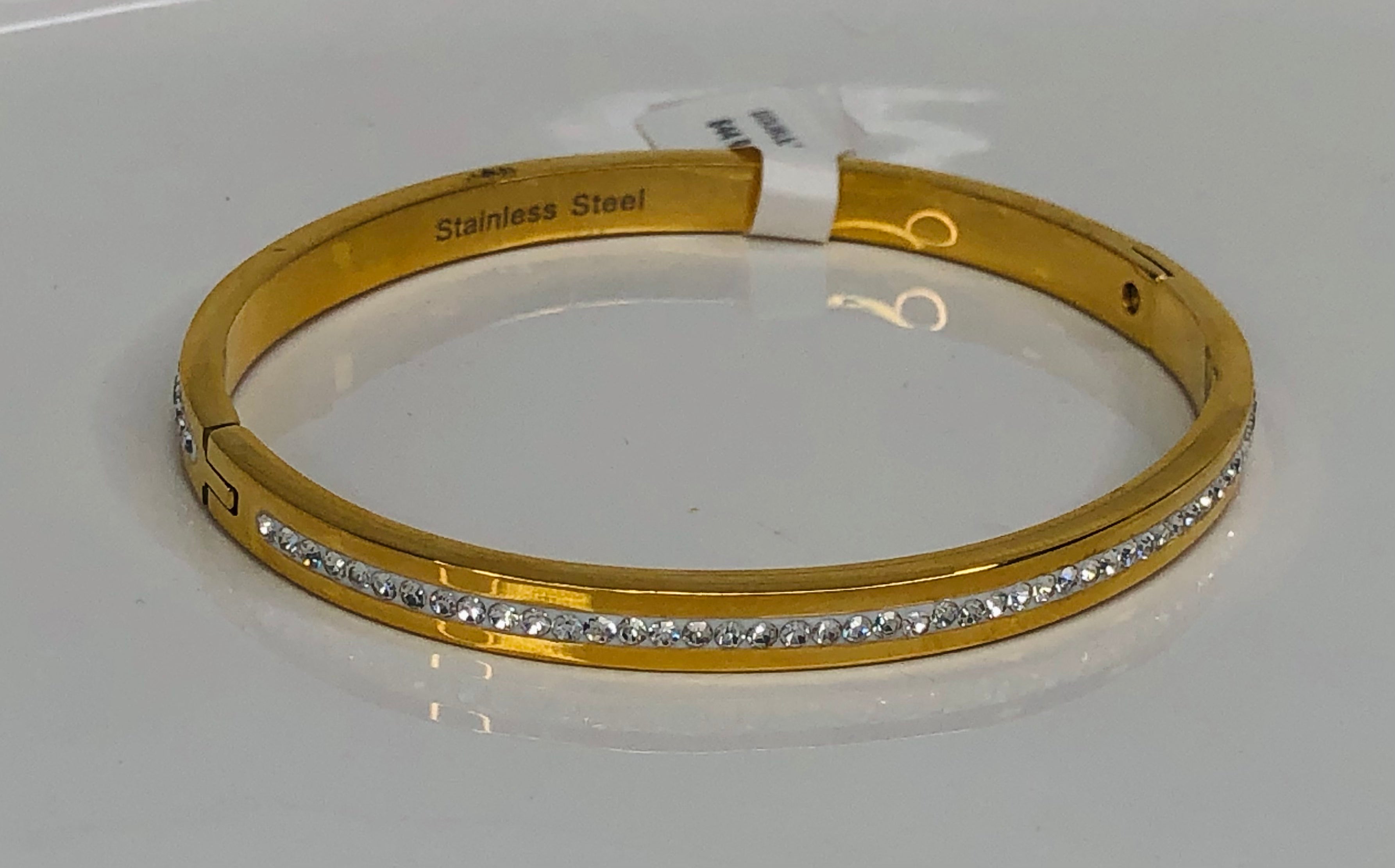 DOUBLE SIDED CZ BANGLE-GOLD